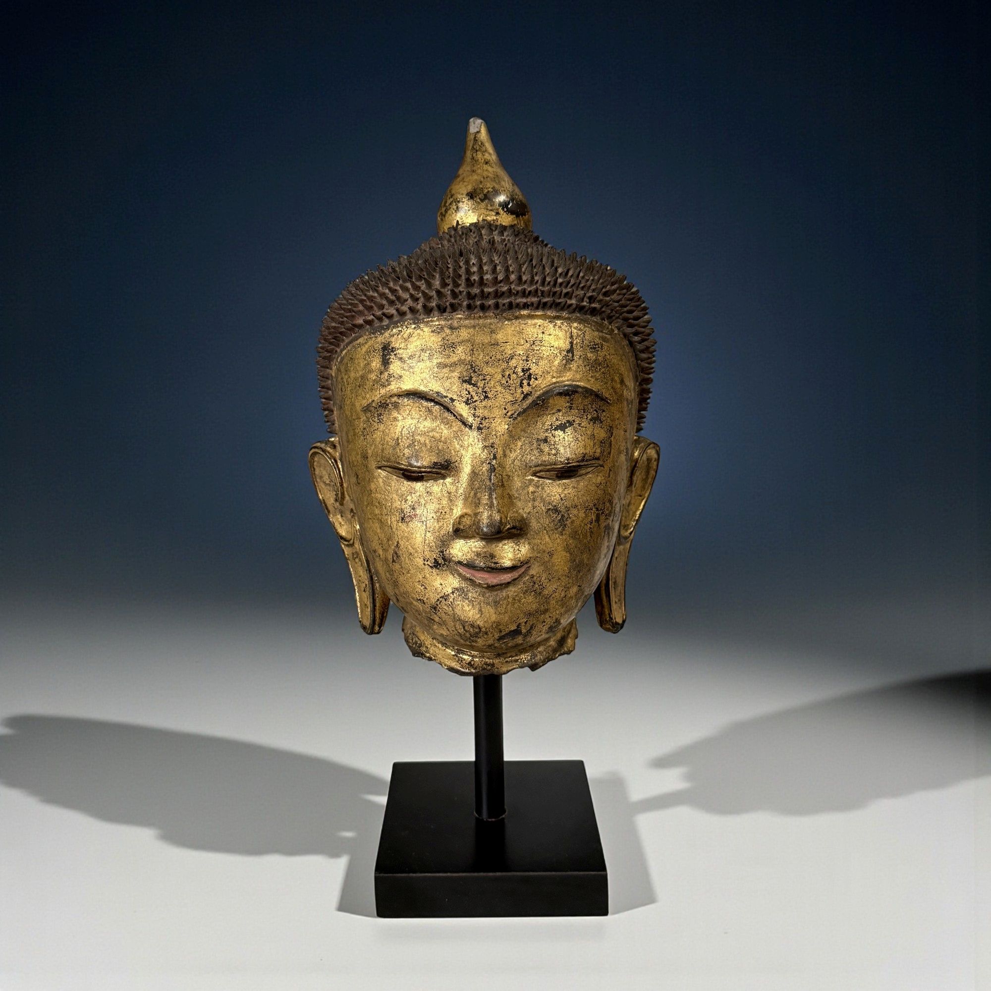 Buddha Kopf - Lacquerware - Lackvergoldet - Burma