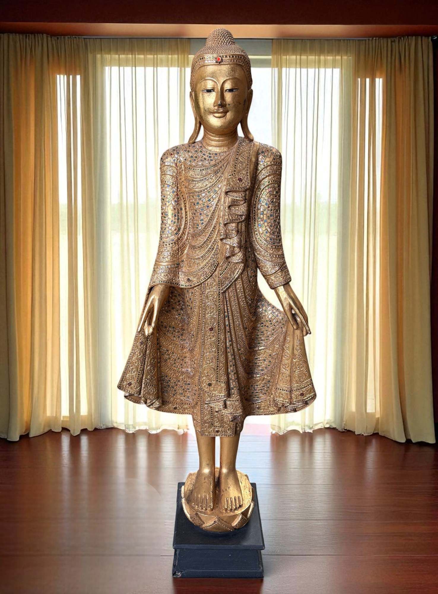 Holz Buddha Figur (166cm) Thailand Statue