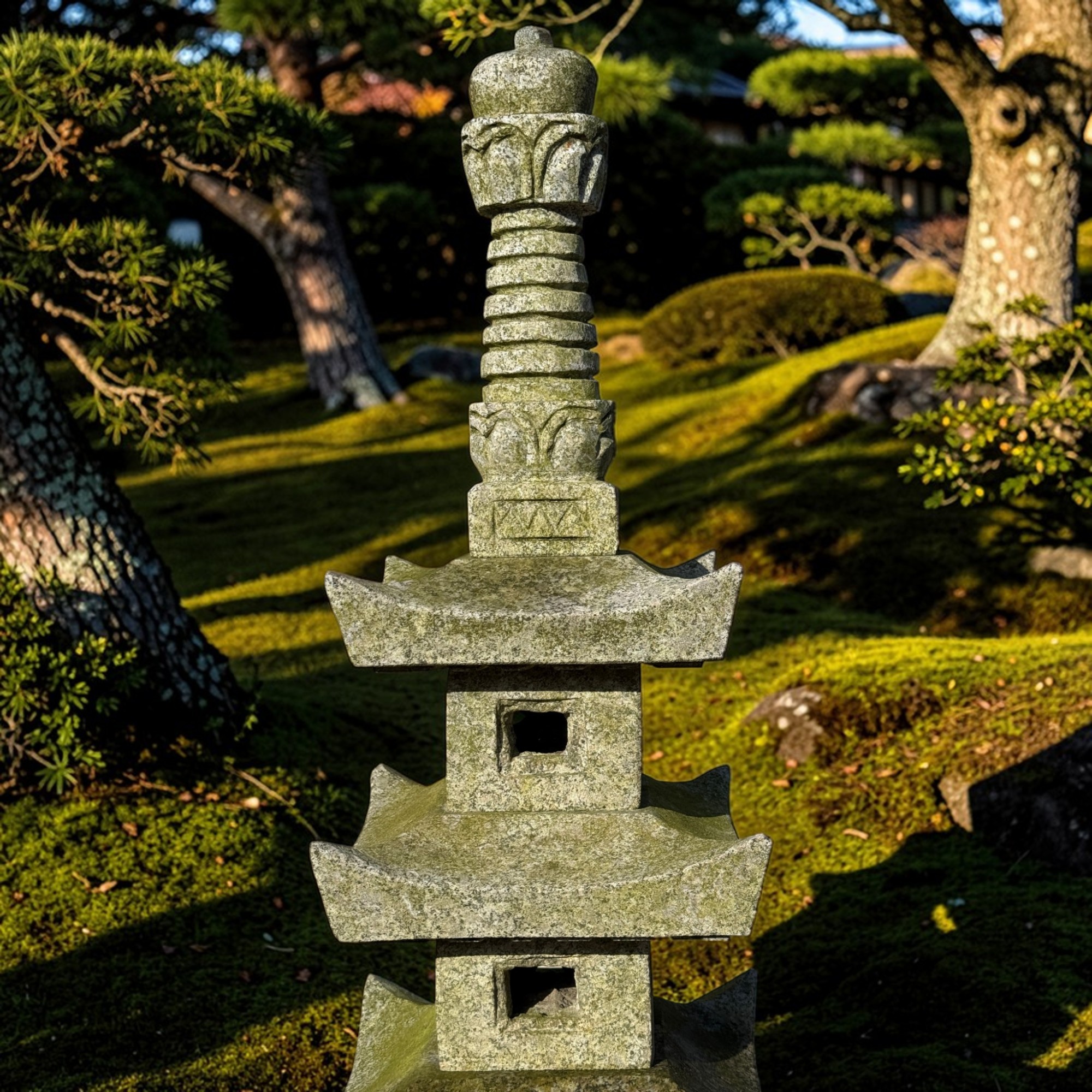 Japan Garten Pagode Steinlaterne aus Granitstein 135 cm groß