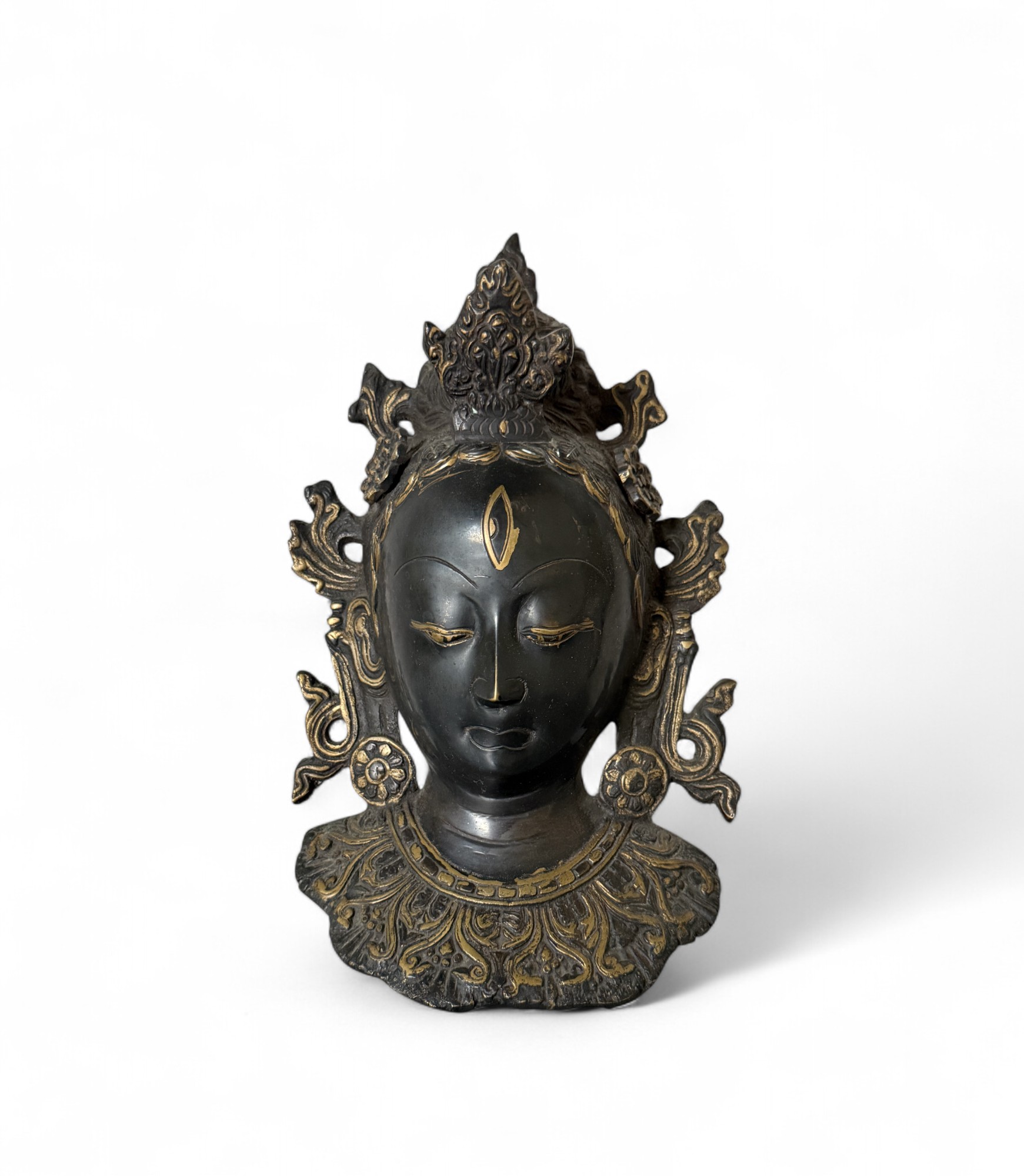 Tara Wandmaske Nepal Bronze Skulptur 24 cm