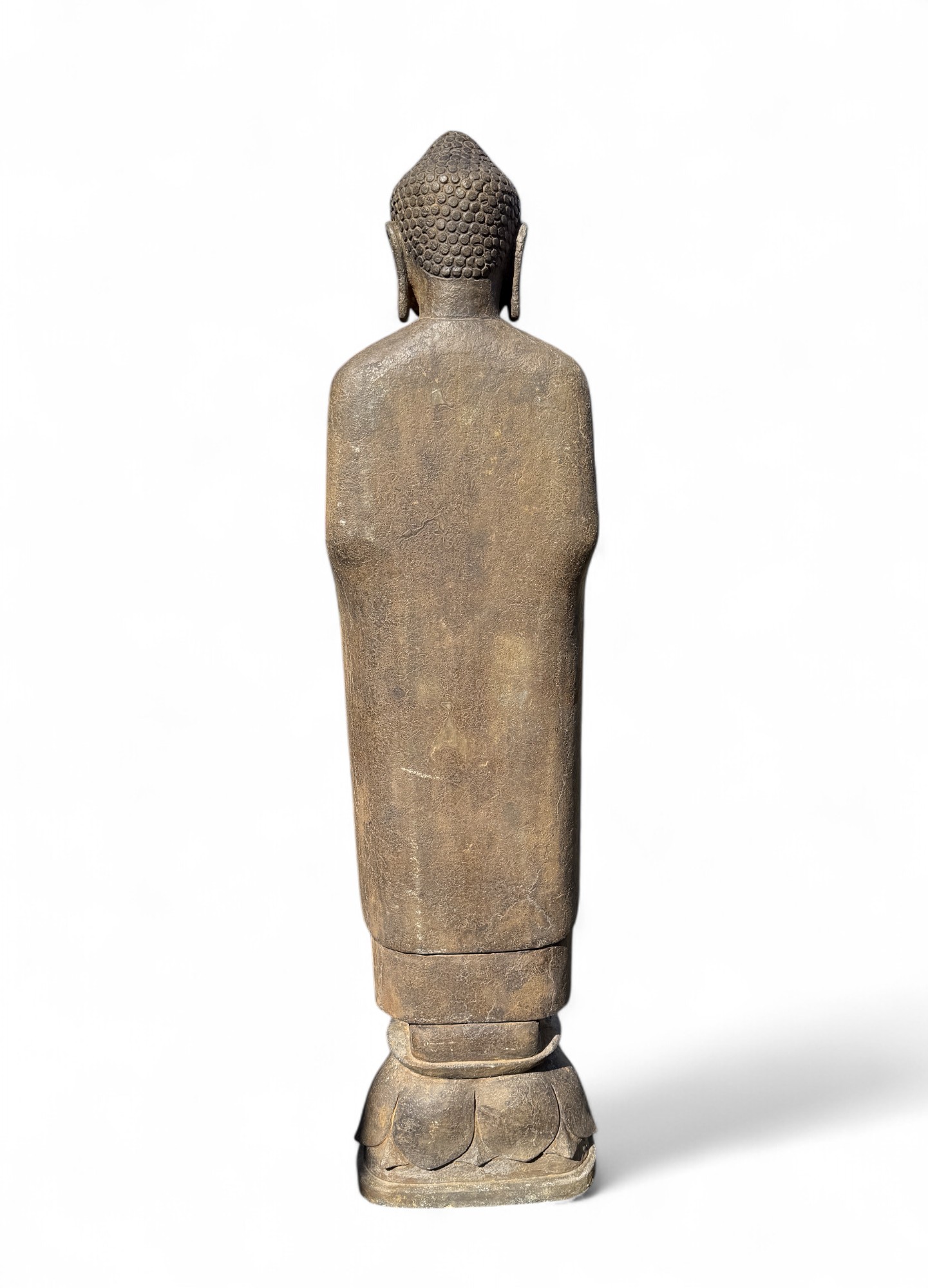 Stein Buddha 120 cm – Natursteinfigur mit Schutz- & Segnungsgeste