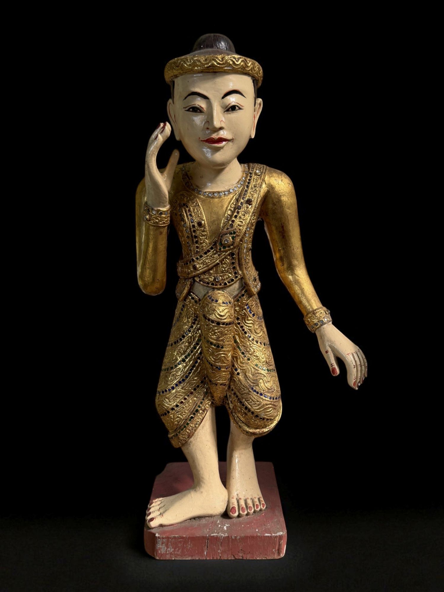 Alte Nat Skulptur aus Burma - Teak Holz Statue