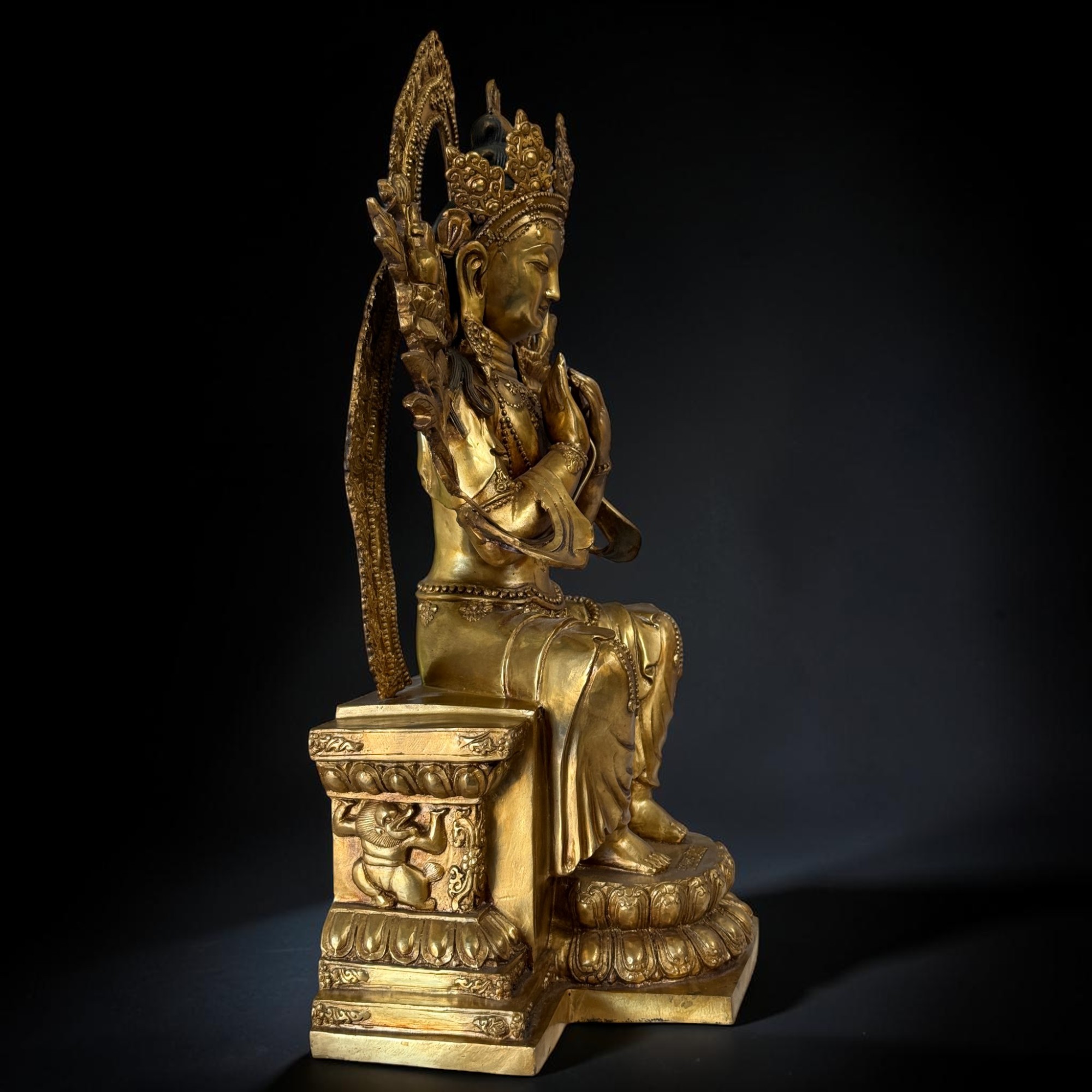 Buddha der Zukunft Maitreya Figur aus Bronze – 65 cm – Tibet-China Grenzregion