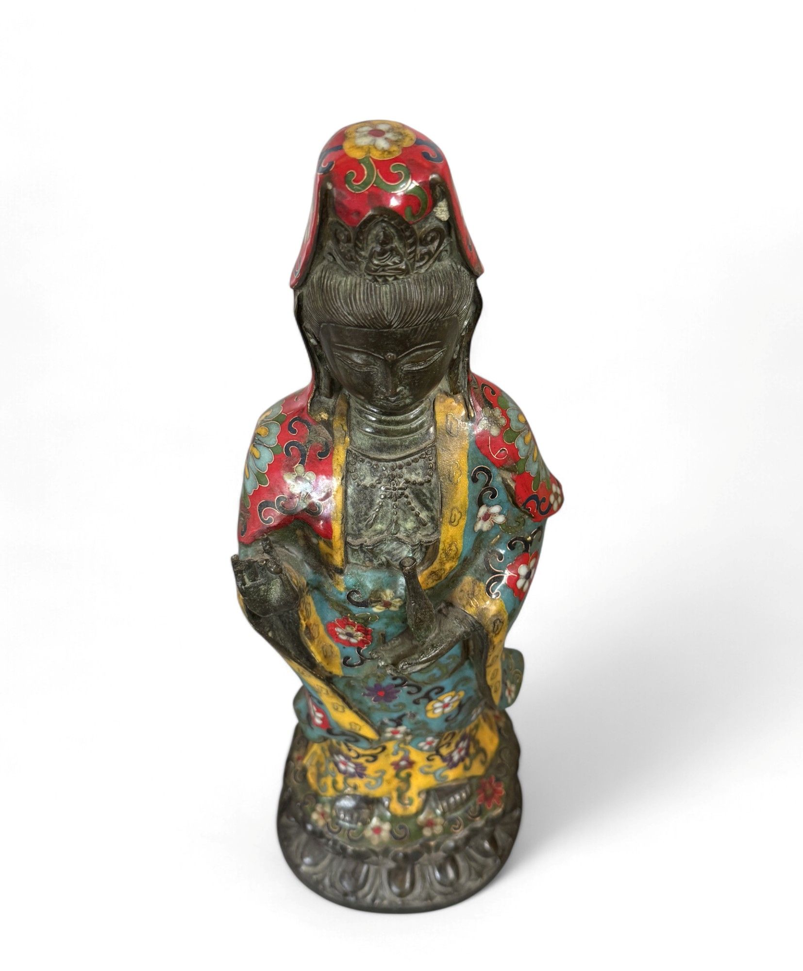 Guan Yin Bronze Figur China Bodhisattva Skulptur Buddha Figur