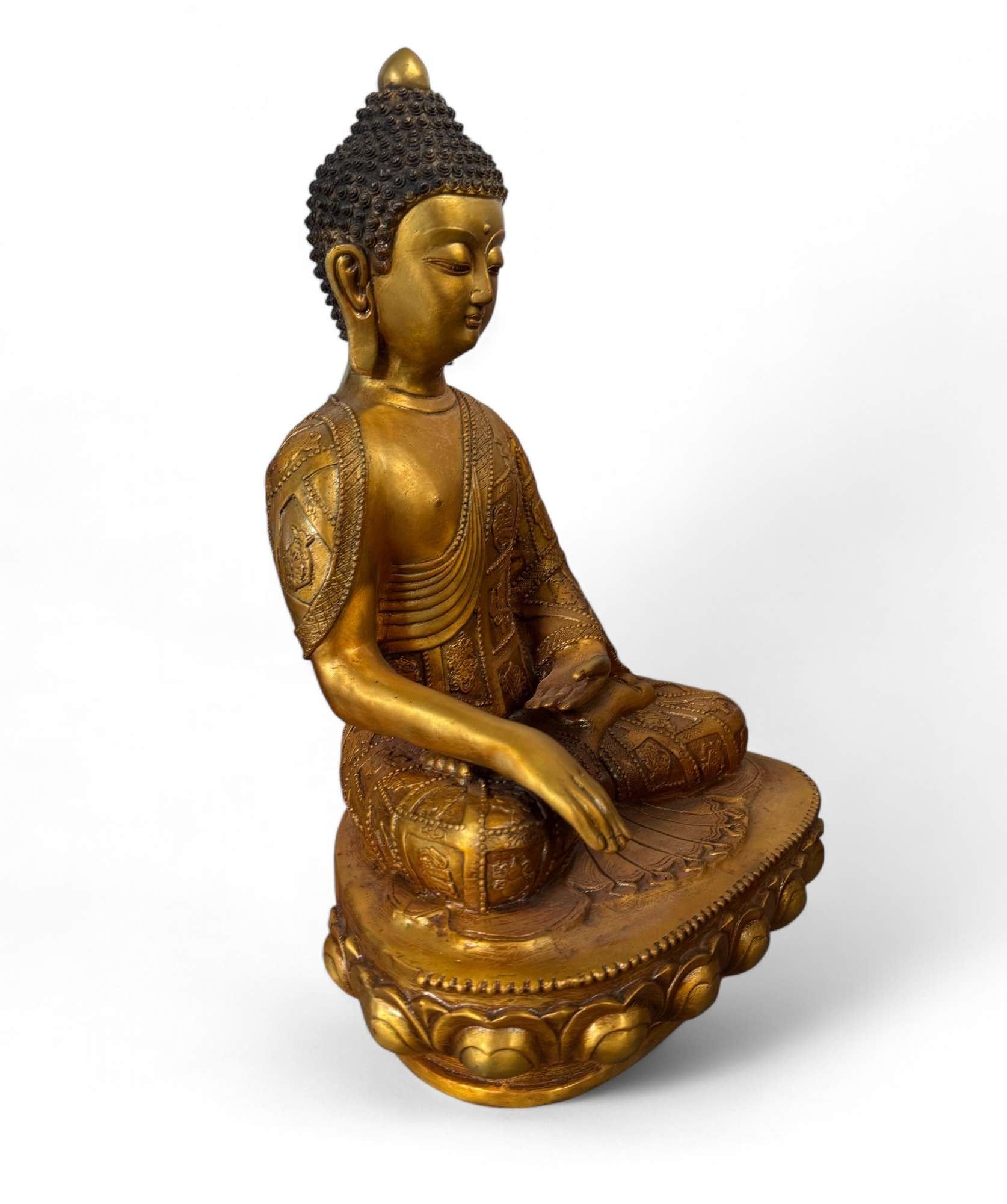 Buddha Figur Bronze 8 buddhistische Glückssymbole 43 cm