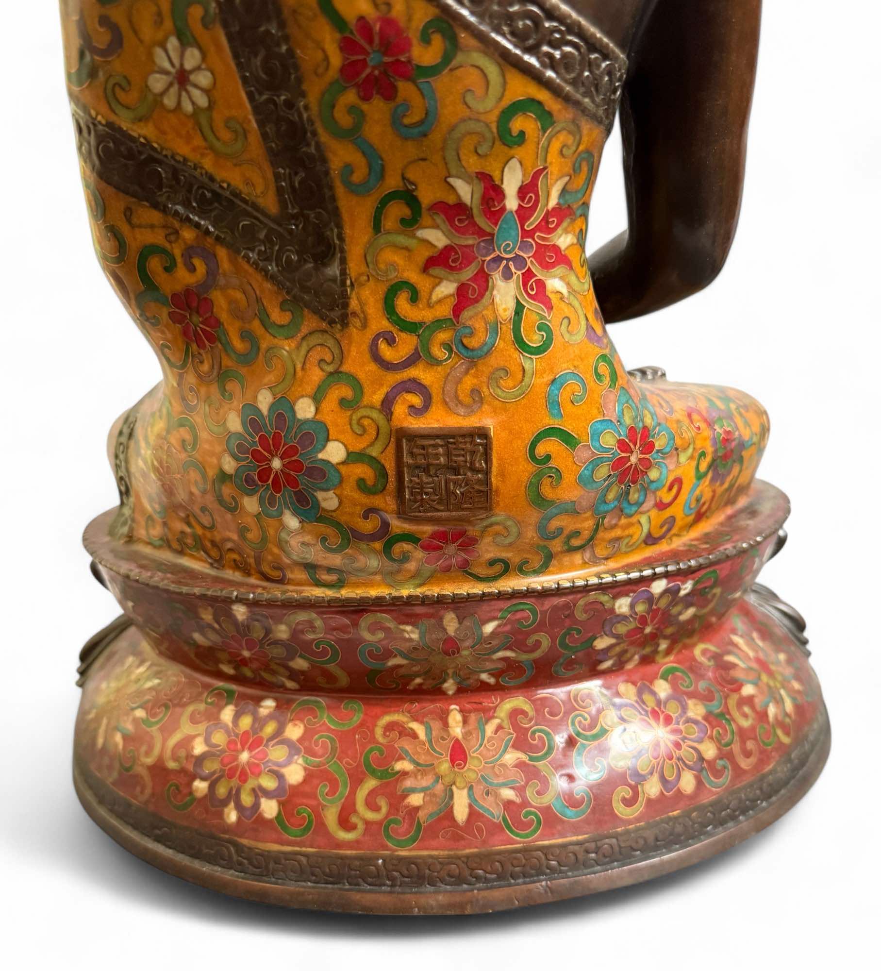 Buddha Figur Bronze China Cloisonne Skulptur 44cm groß