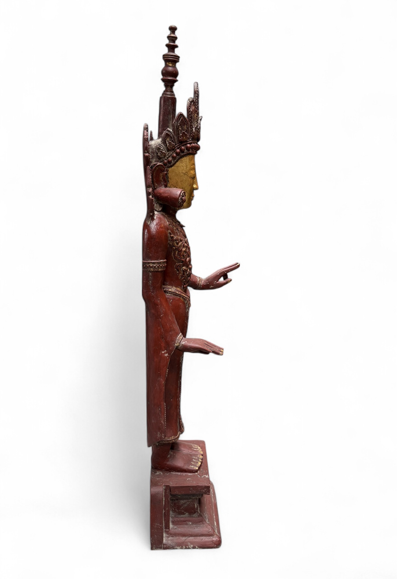 Jambupati Buddha Statue Birma Teak Holz Skulptur Karana Mudra