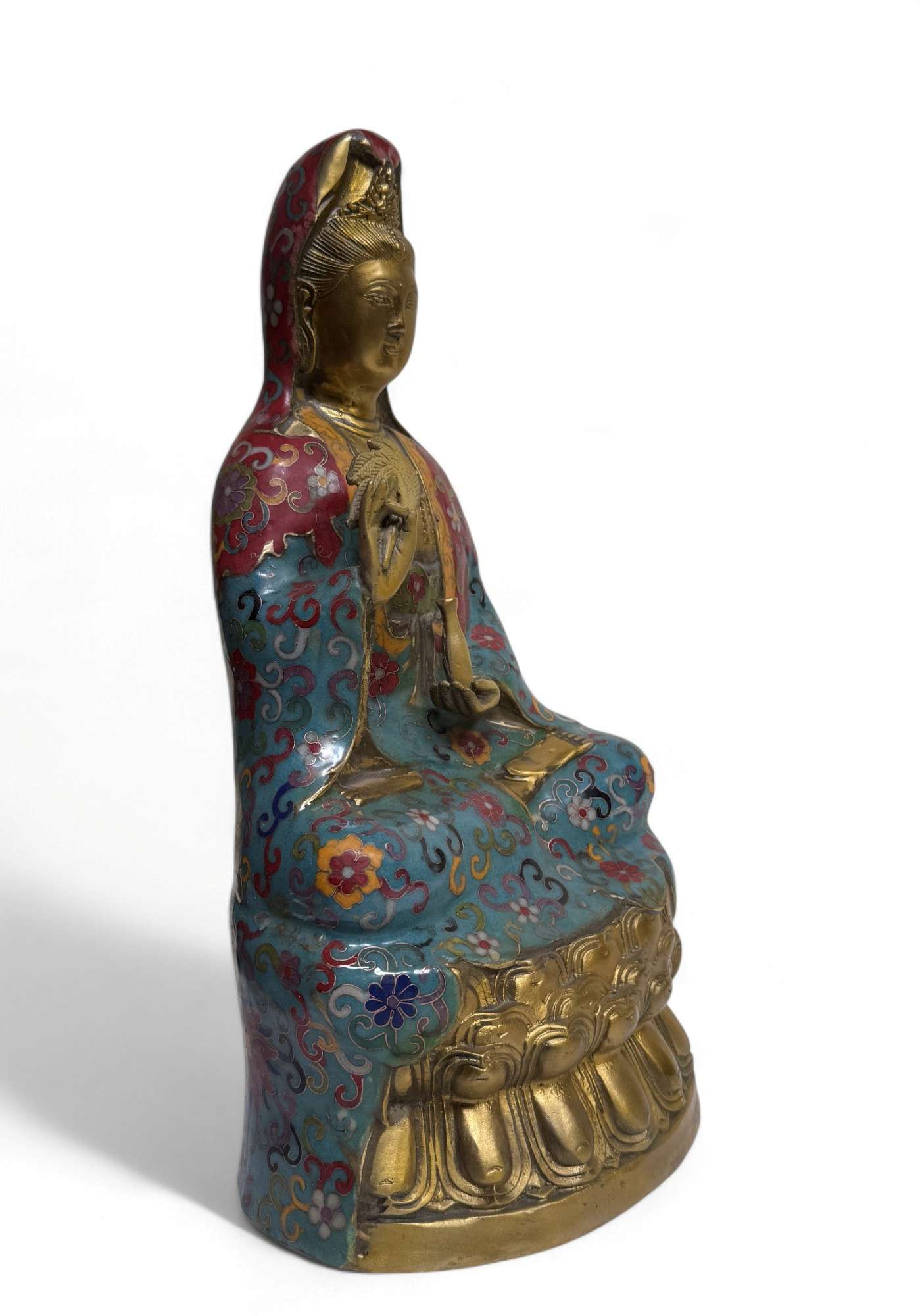 Guan Yin Bronze Figur China Bodhisattva Skulptur Buddha Figur