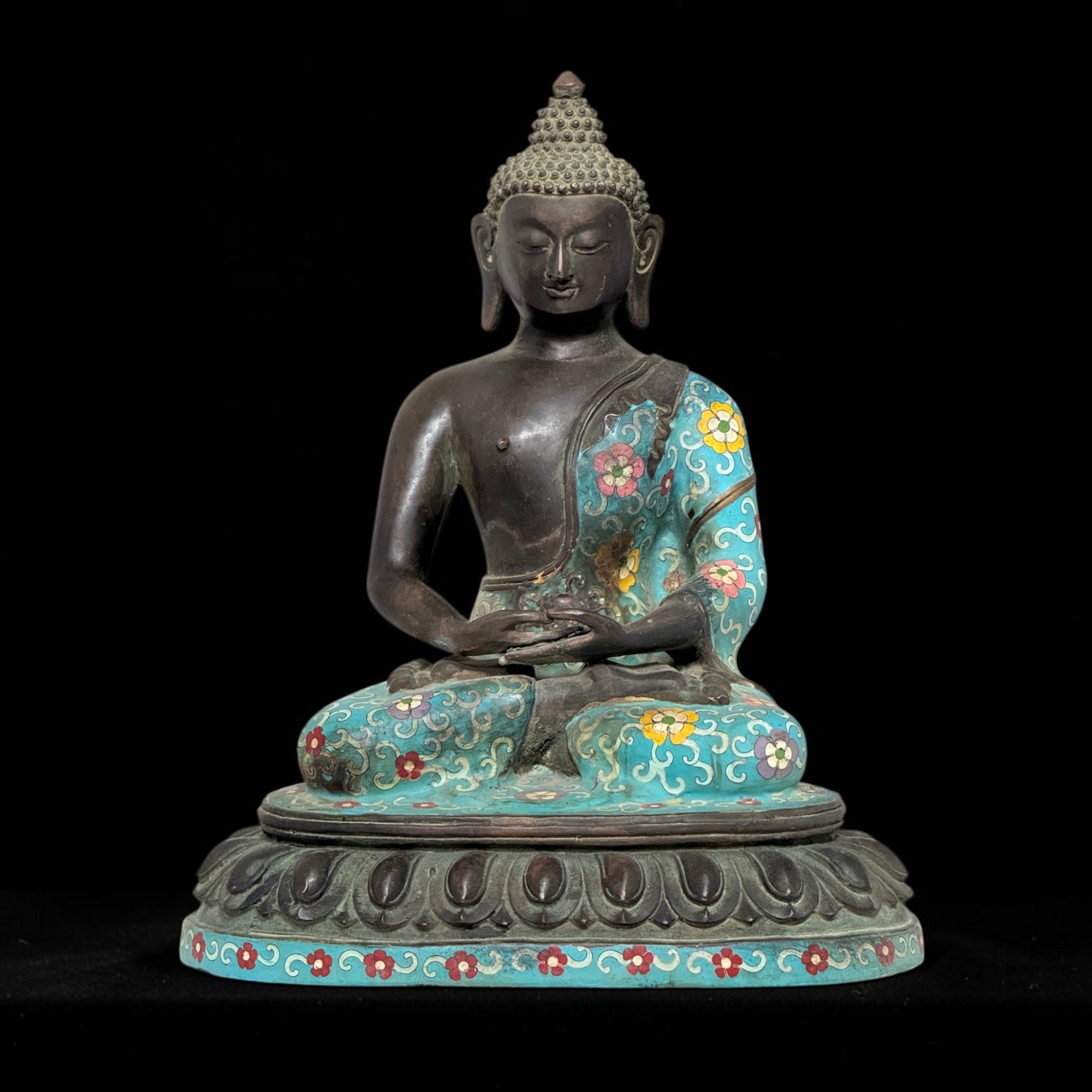 Buddha Figur Bronze China Cloisonne Skulptur 40 cm groß