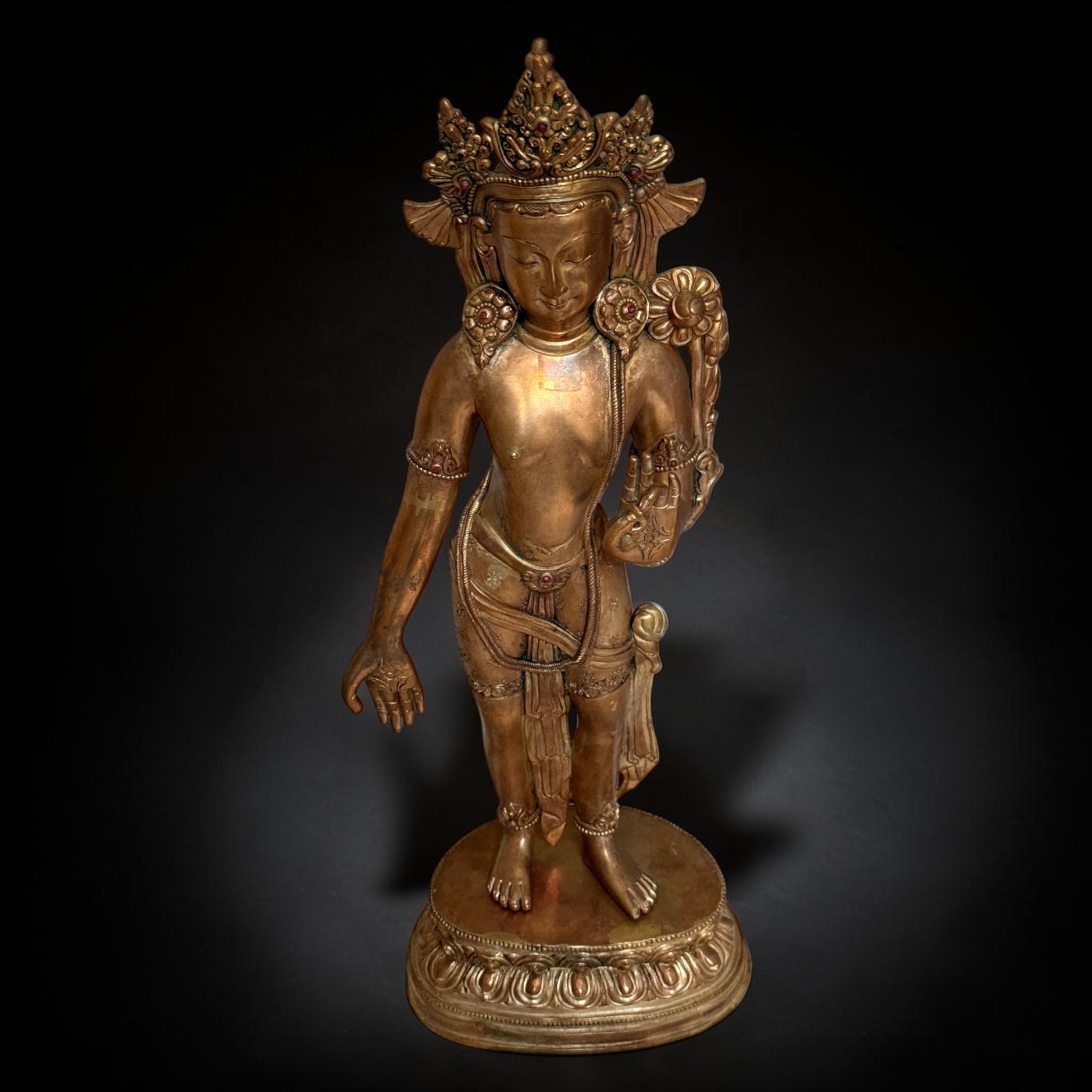 Padmapani Kupfer Bronze Statue Nepal Skulptur 53 cm groß