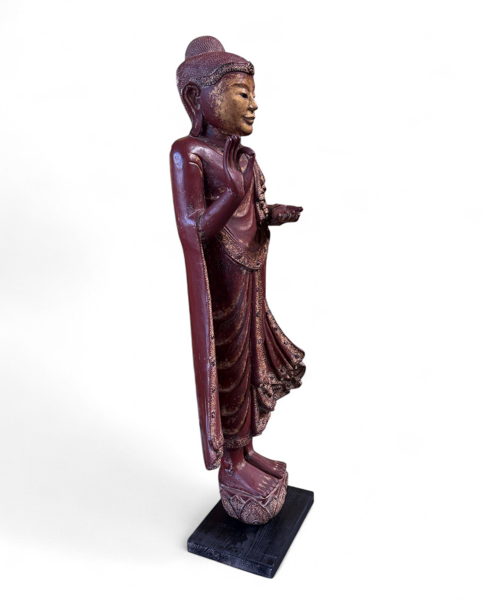 Buddha Statue Birma Teak Holz Skulptur lehrende Geste 150 cm