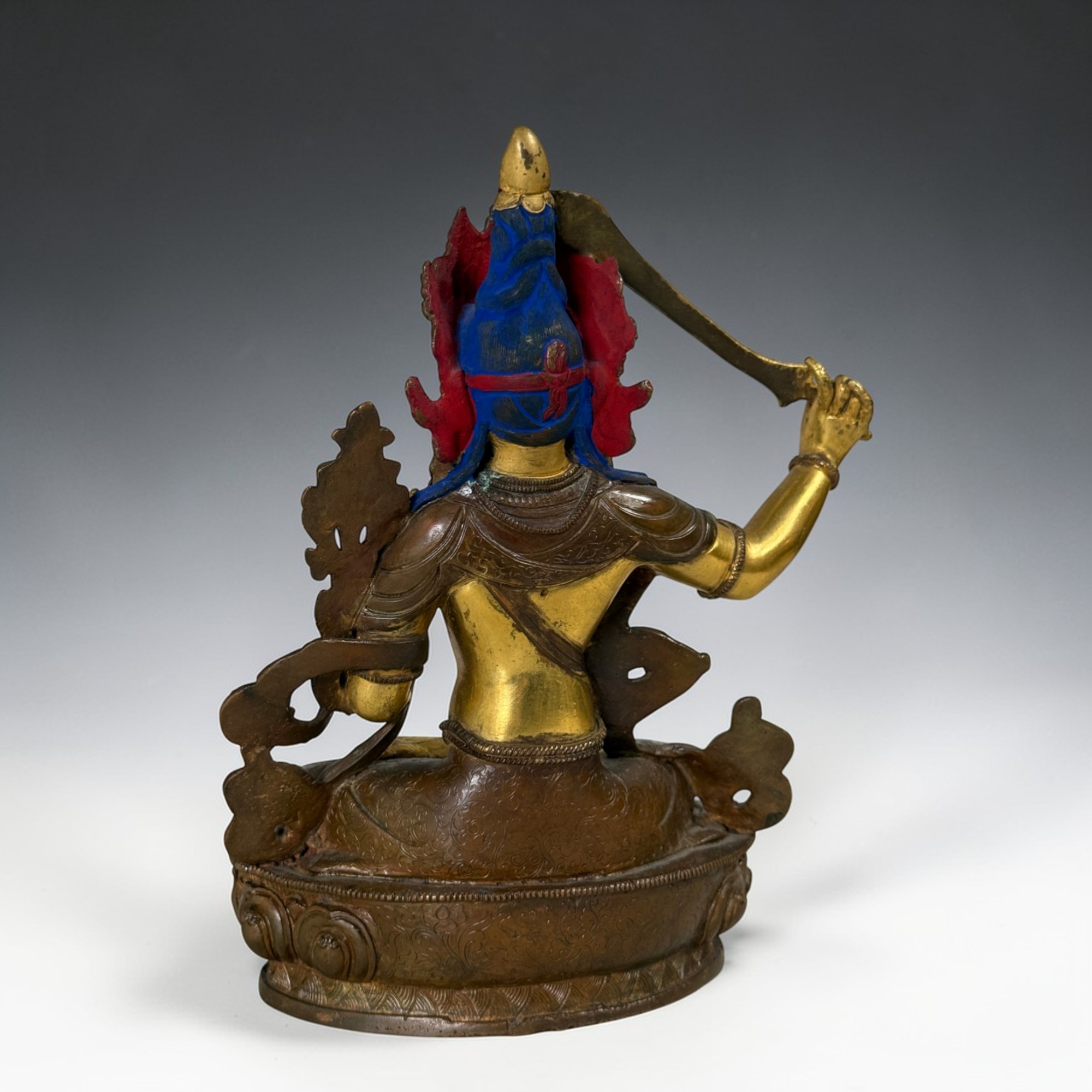 Manjushri Buddha Figur aus Bronze - vergoldet