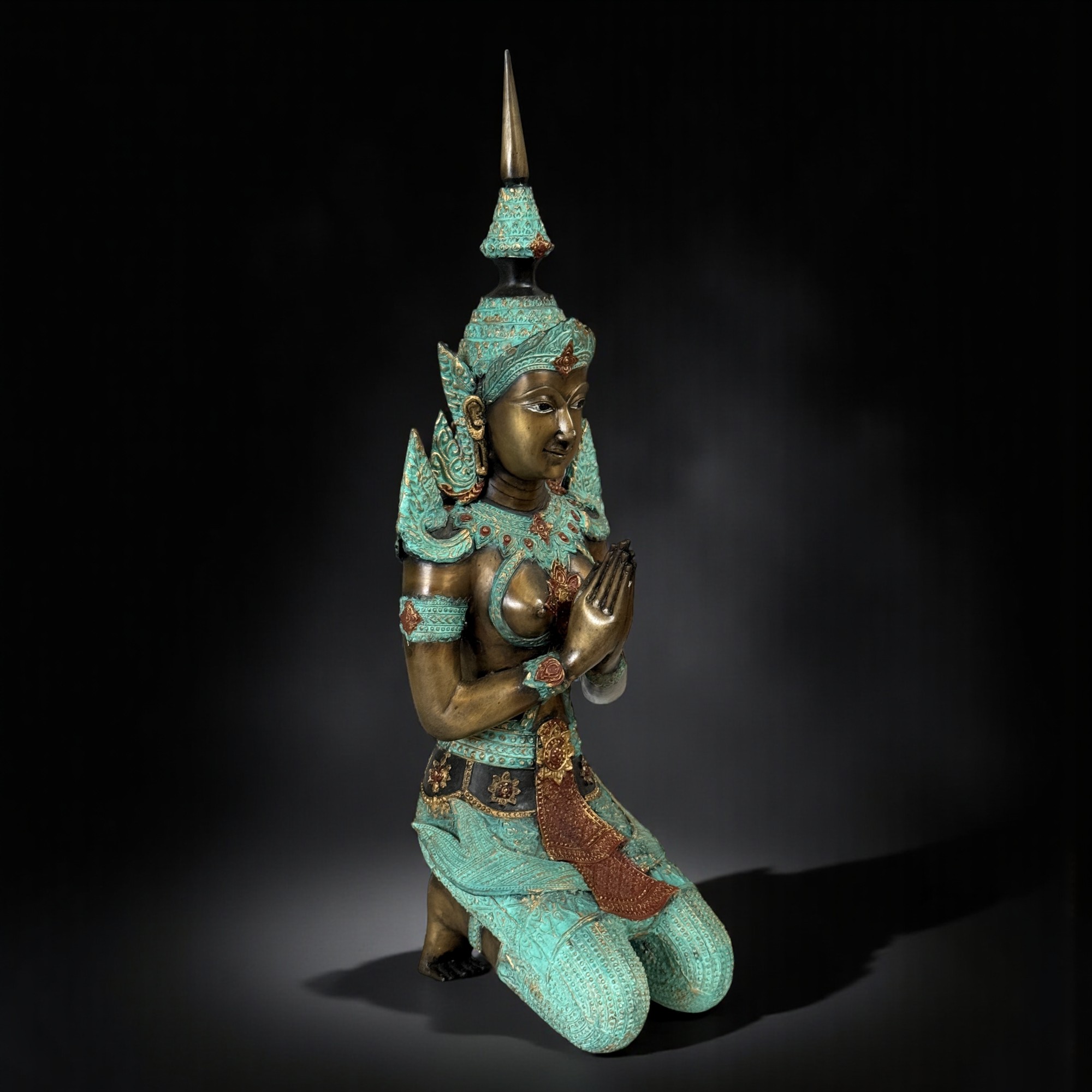 Thailand Tempelwächter Skulptur aus Bronze - Anjali Mudra