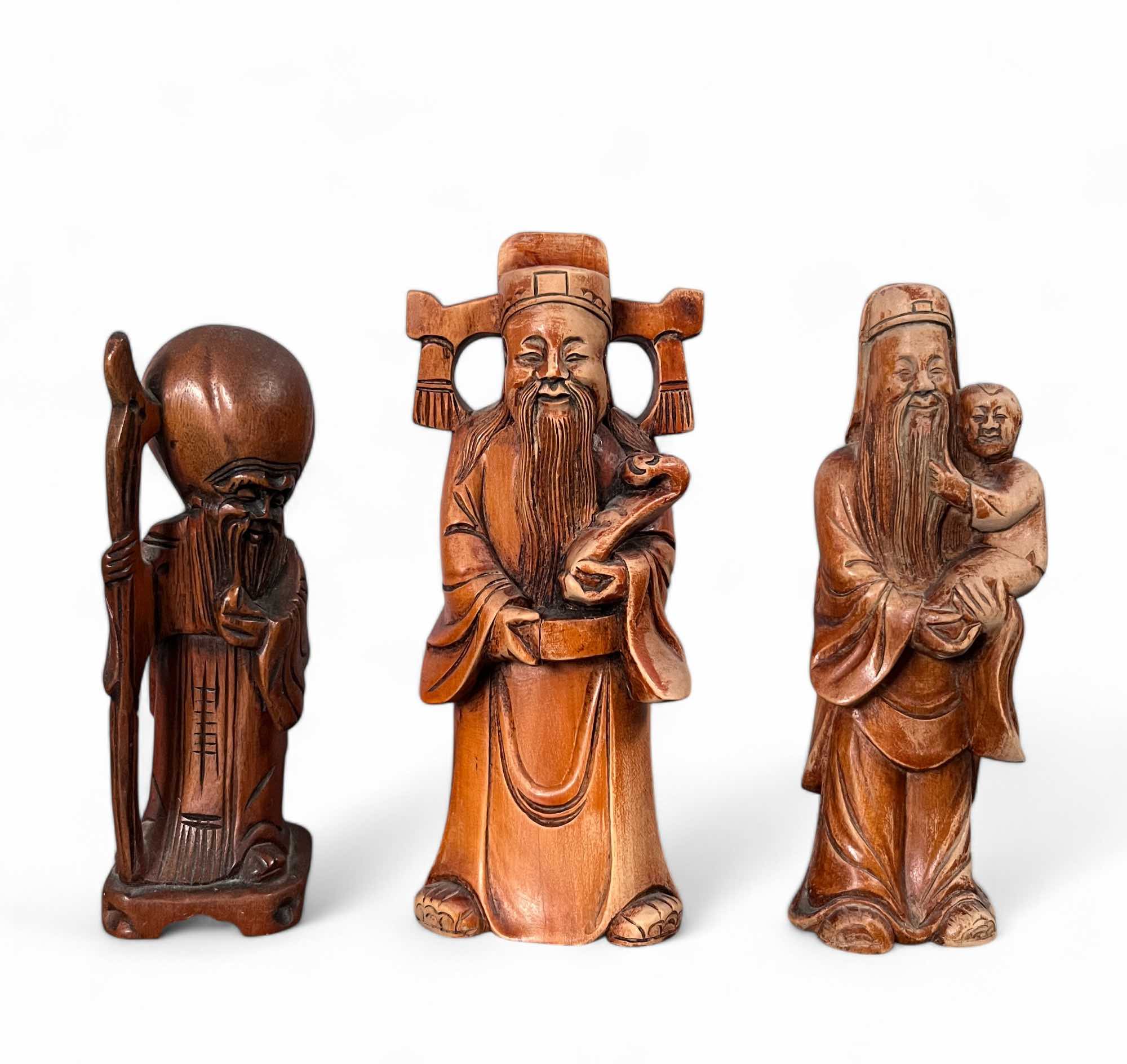 Lu Fu Shou Holz Figuren aus China - Sammlernachlaß
