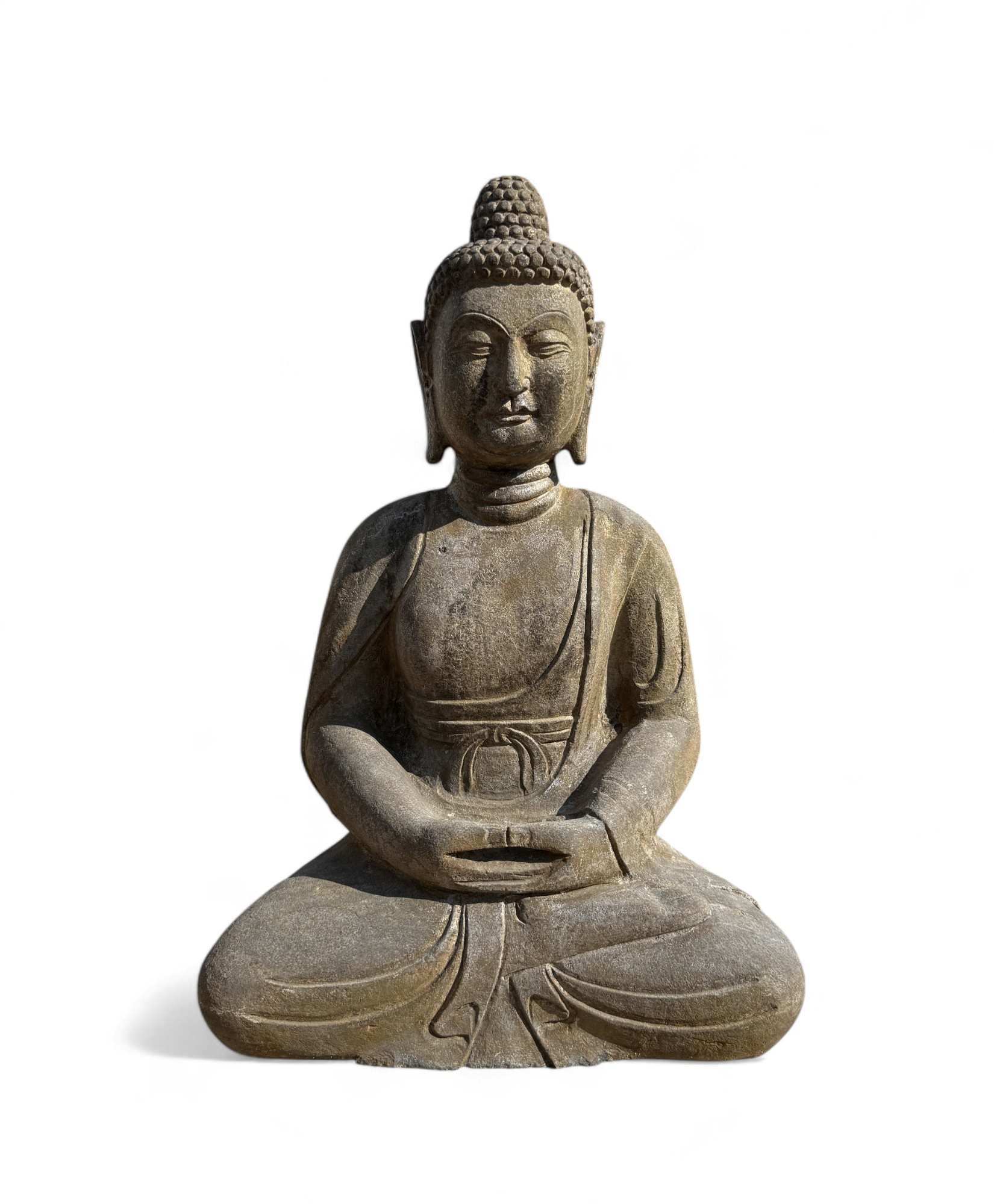 Garten Buddha Statue Naturstein Figur Meditations Geste