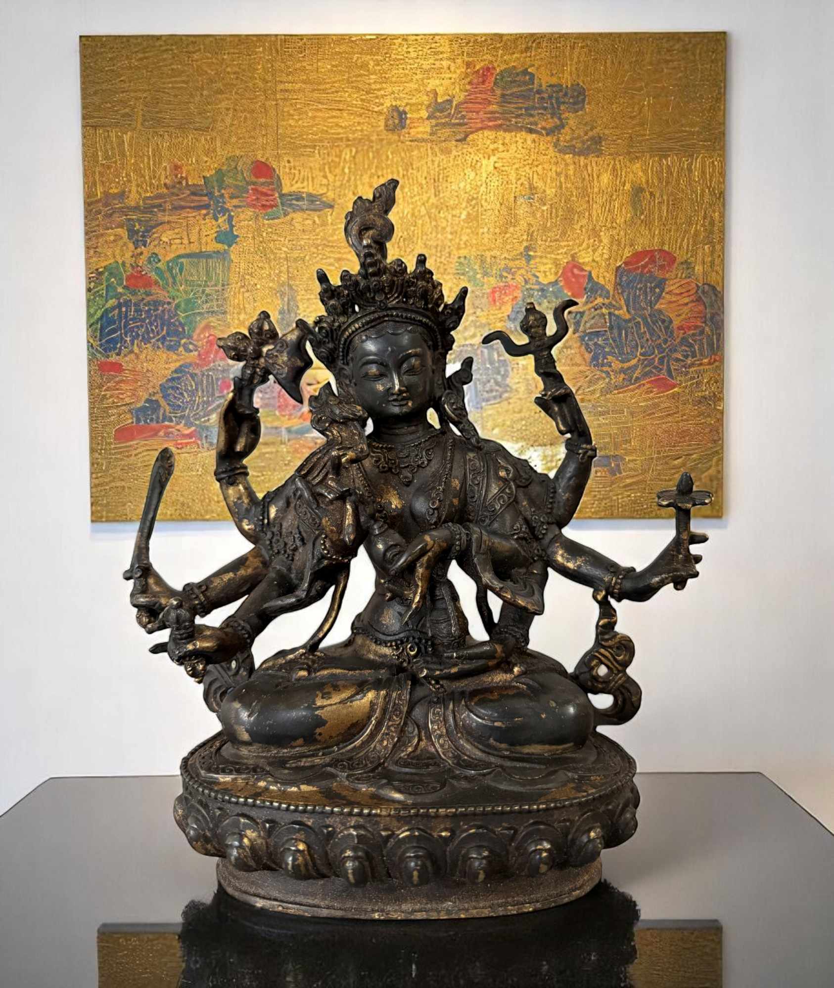 Chenrezig Avalokiteshvara Bronze Figur Tibet 22 cm groß