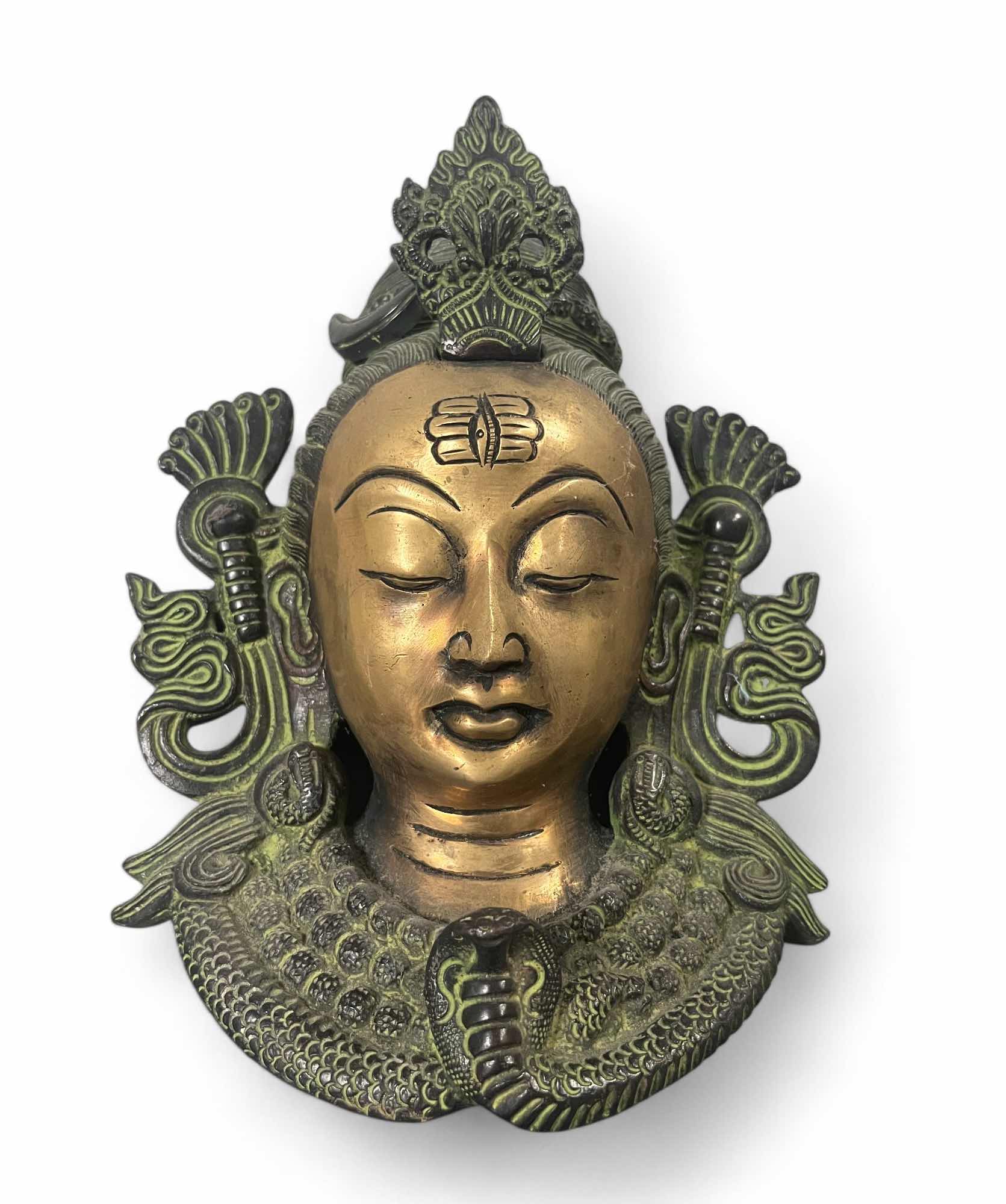 Shiva Wandmaske Nepal Bronze Skulptur 26 cm
