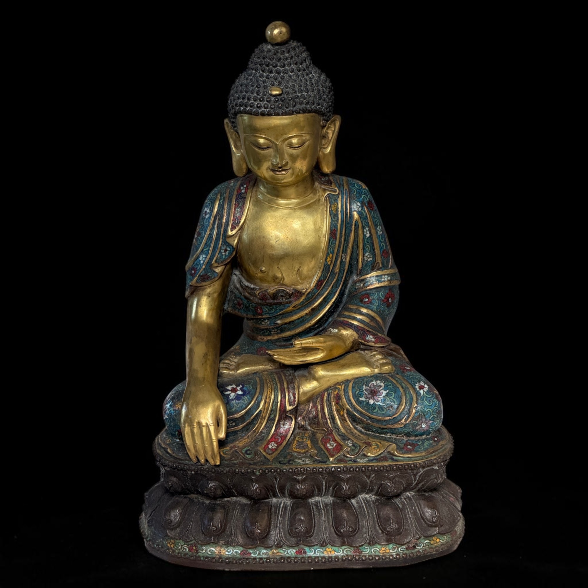 Buddha Figur Bronze Cloisonne Skulptur 50 cm groß