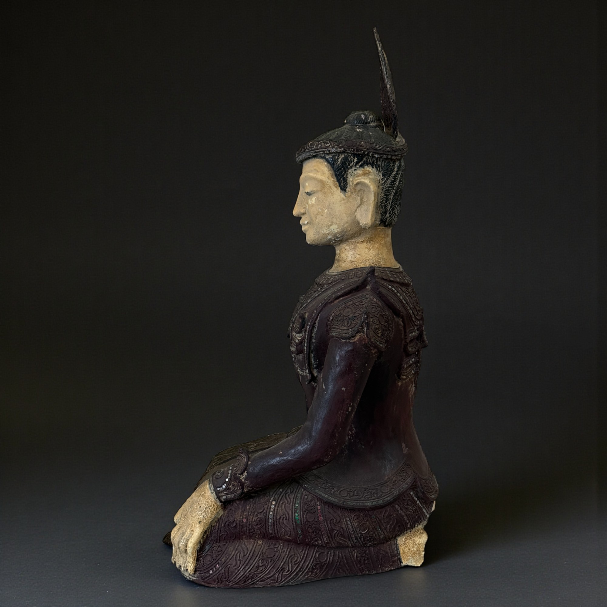 Tempeldiener Skulptur birmanisches Sammlerstück - 86 cm