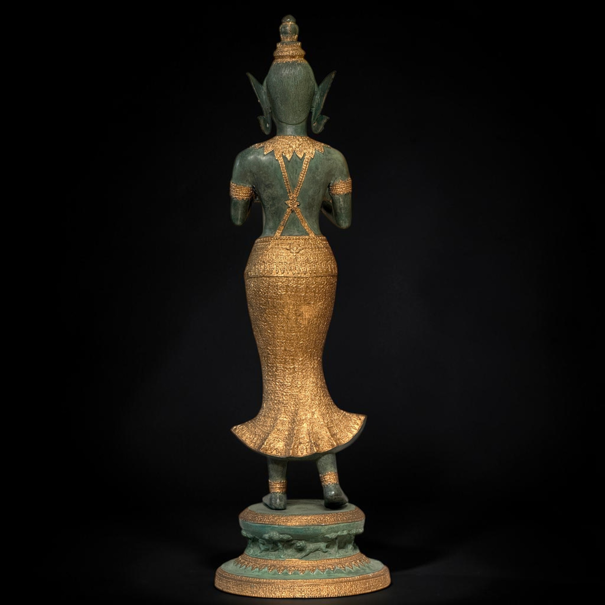 Thailändischer Tempeldiener Statue aus Bronze - 115 cm groß