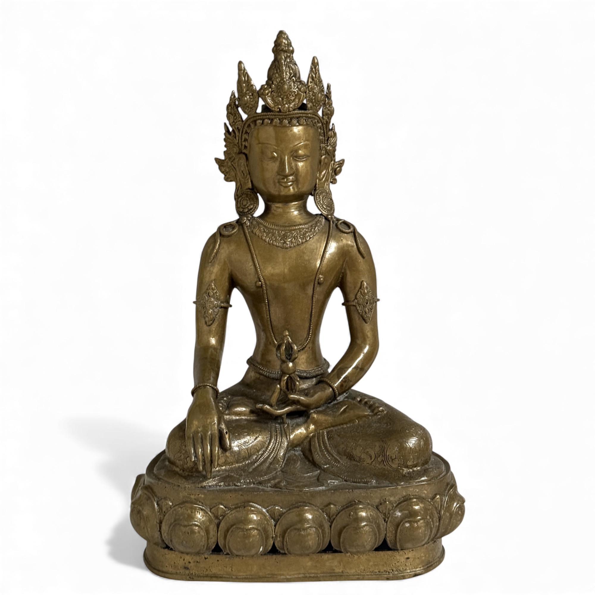 Tibet Buddha Skulptur aus Bronze mit Dorje