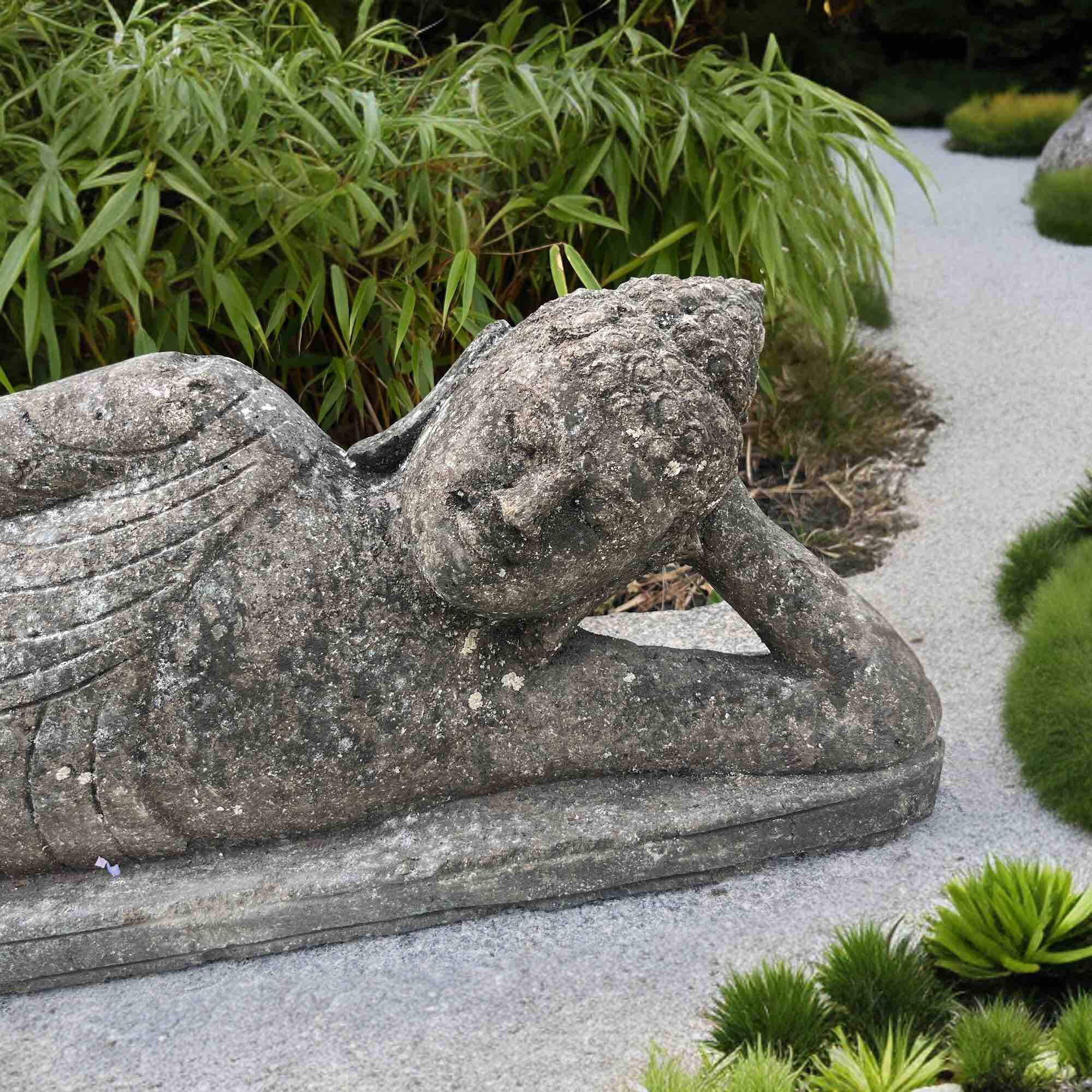 Liegende Buddha Skulptur Gartenfigur Lavastein