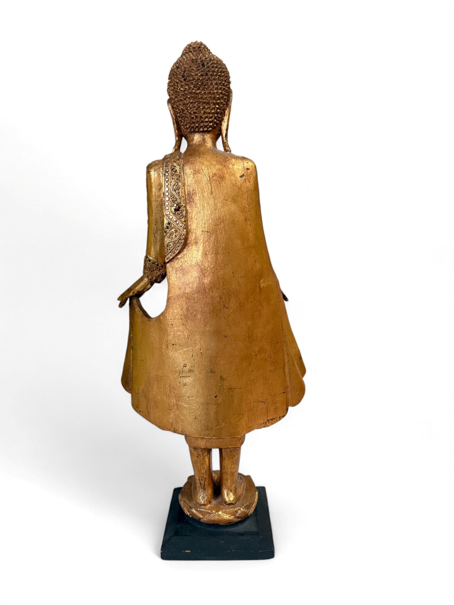 Holz Buddha Skulptur mit Blattvergoldung - alt