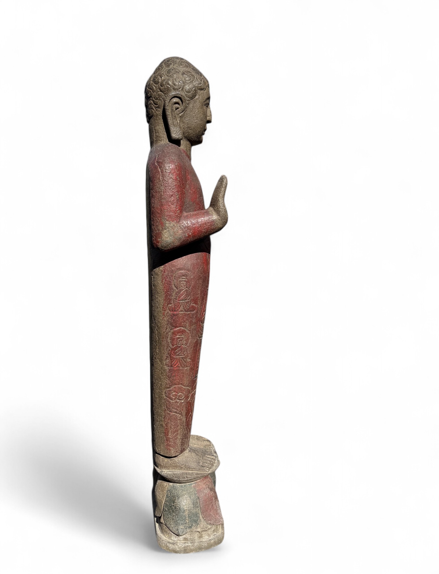 Garten Buddha Statue stehende Skulptur Schutz Geste 120 cm groß