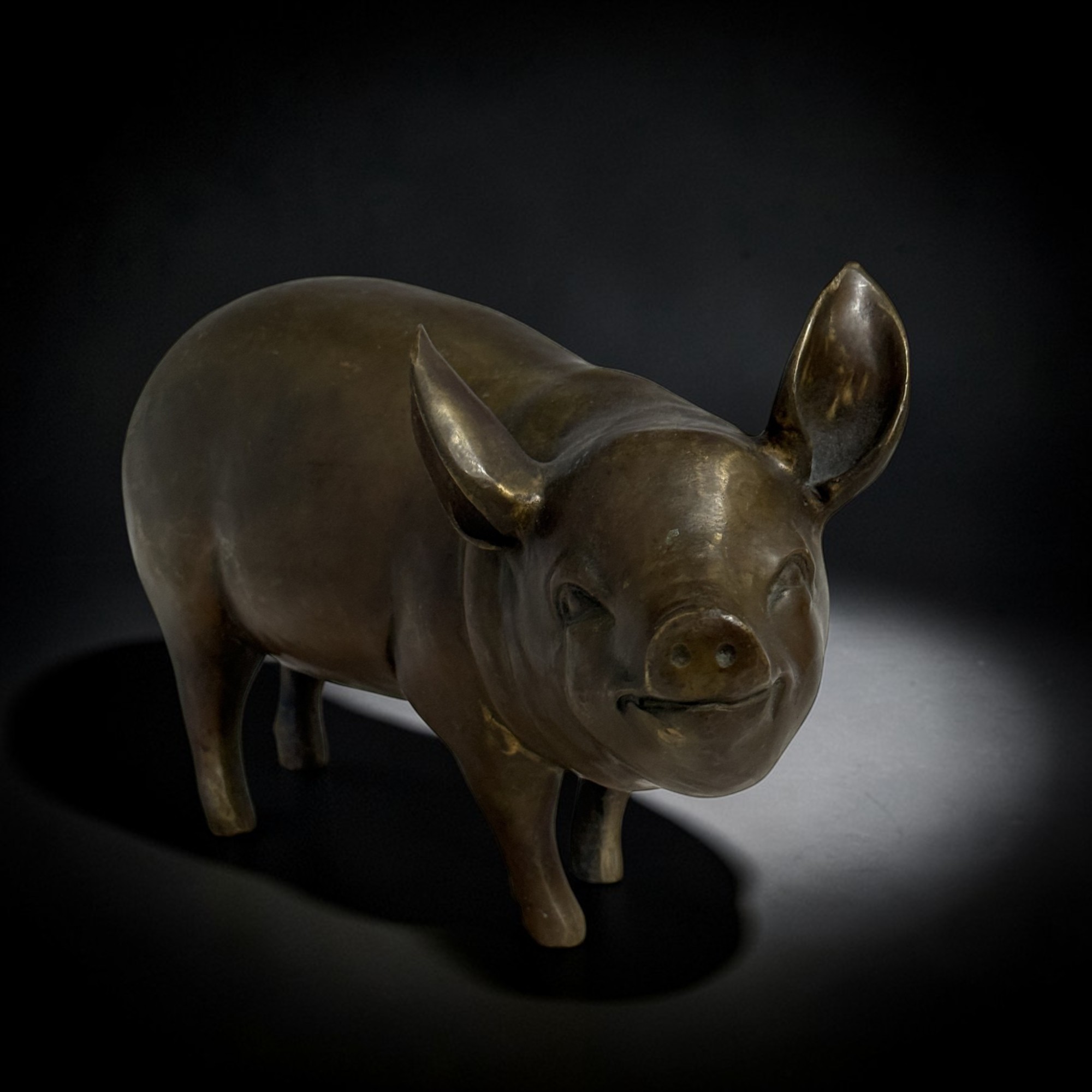 Bronze Skulptur Schwein chinesisches Tierkreiszeichen