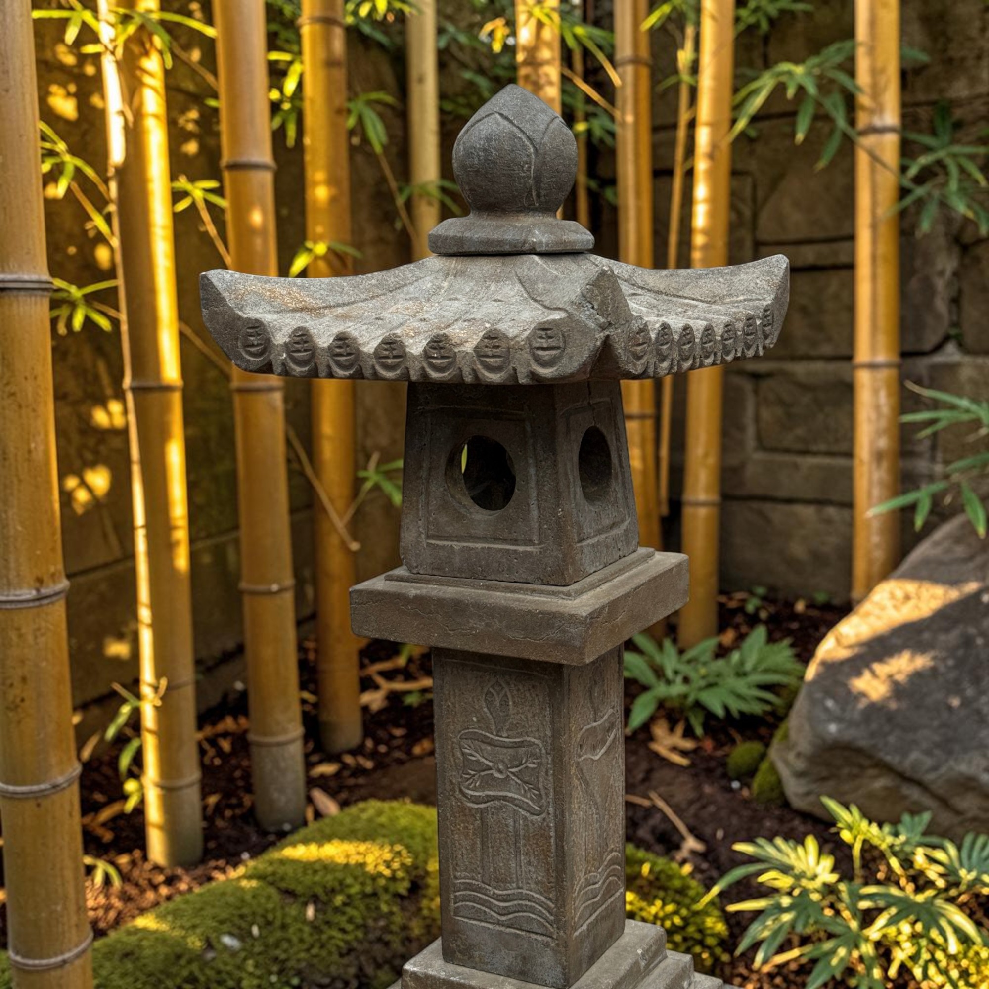 Traditionelle Steinlaterne China - Geisterhaus aus Naturstein - 27,5kg