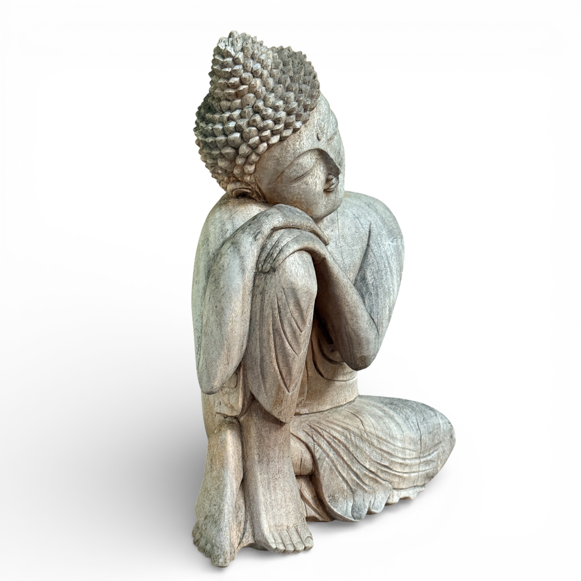 Ruhende Buddha Figur aus Suar Holz - 42 cm groß