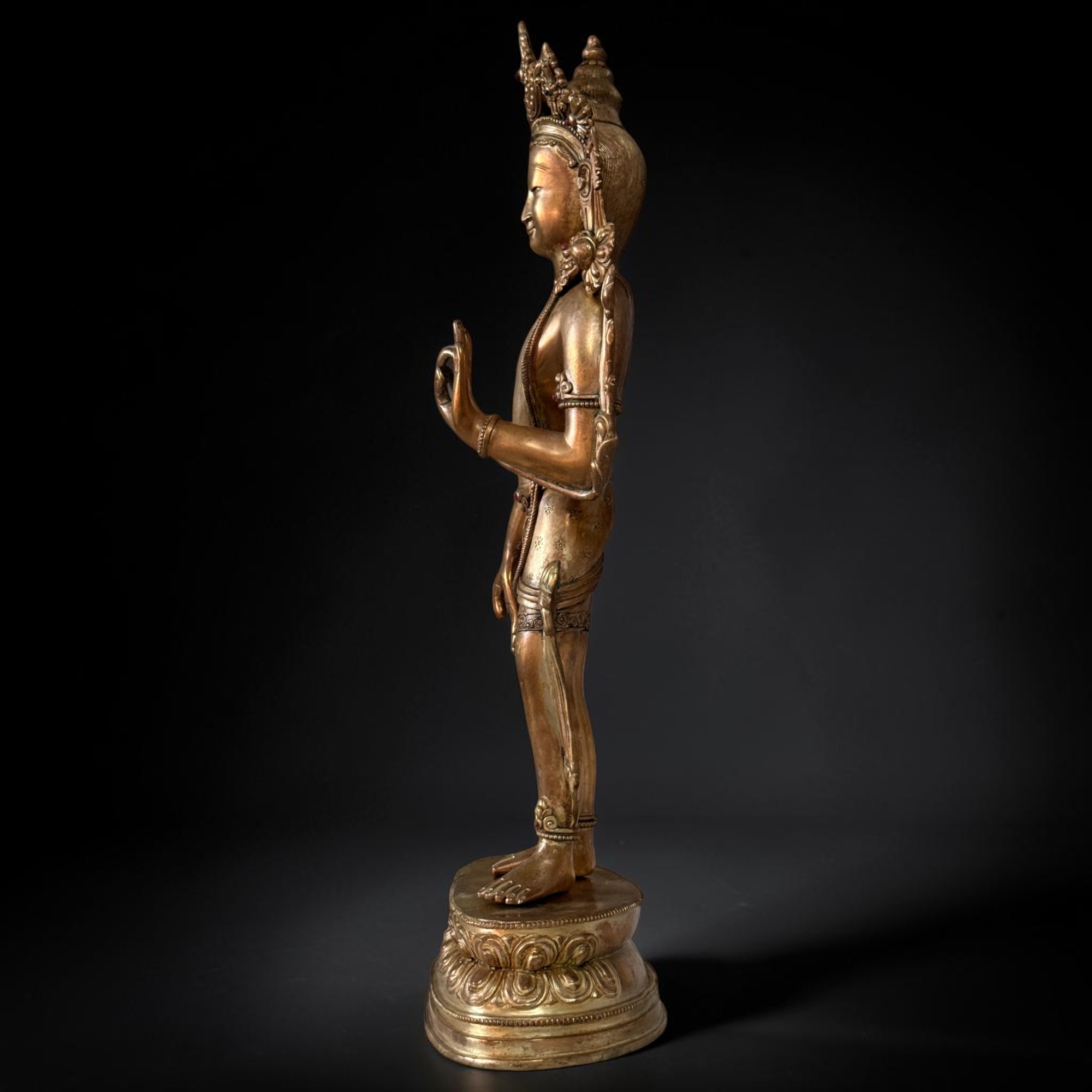 Padmapani Kupfer Bronze Statue Nepal Skulptur 53 cm groß
