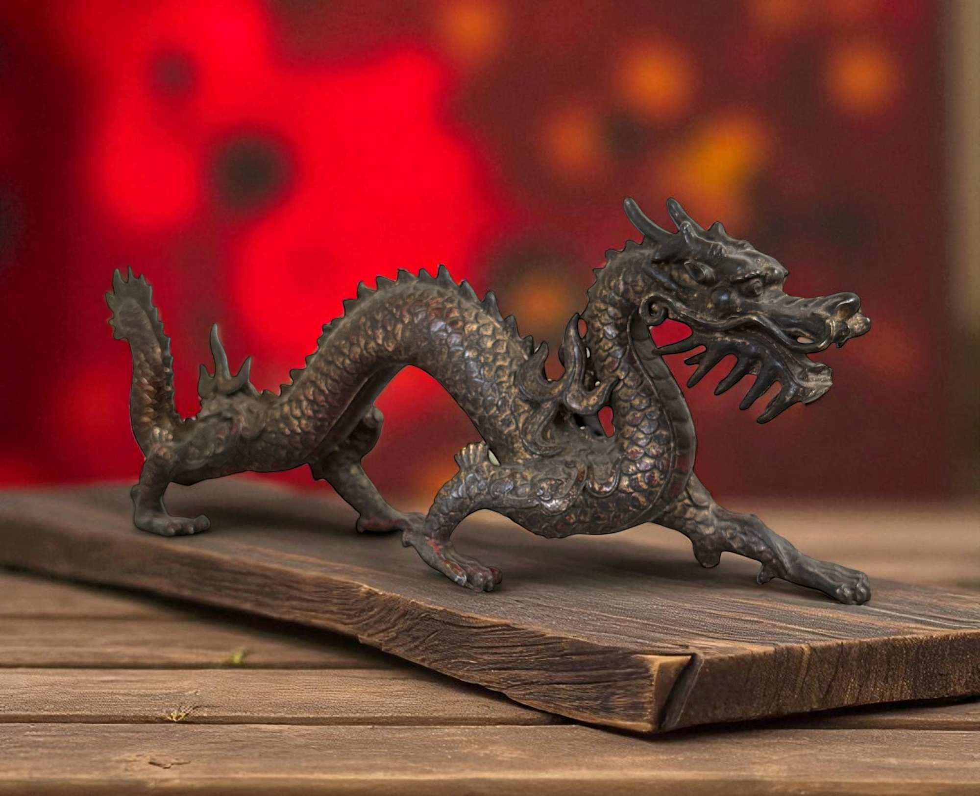 Bronze Drache China – Chinesische Drachenfigur 34 cm
