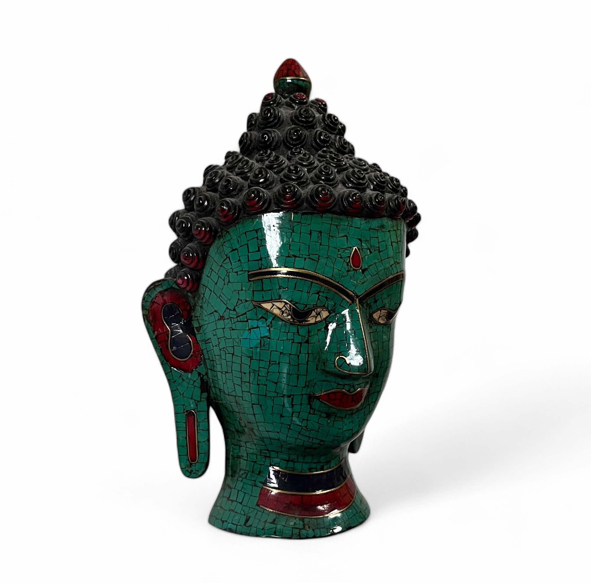Buddha Kopf Relief Türkis/Resin Maske Nepal 27 cm Buddha Kopf Relief Türkis/Resin Maske Nepal 27 cm