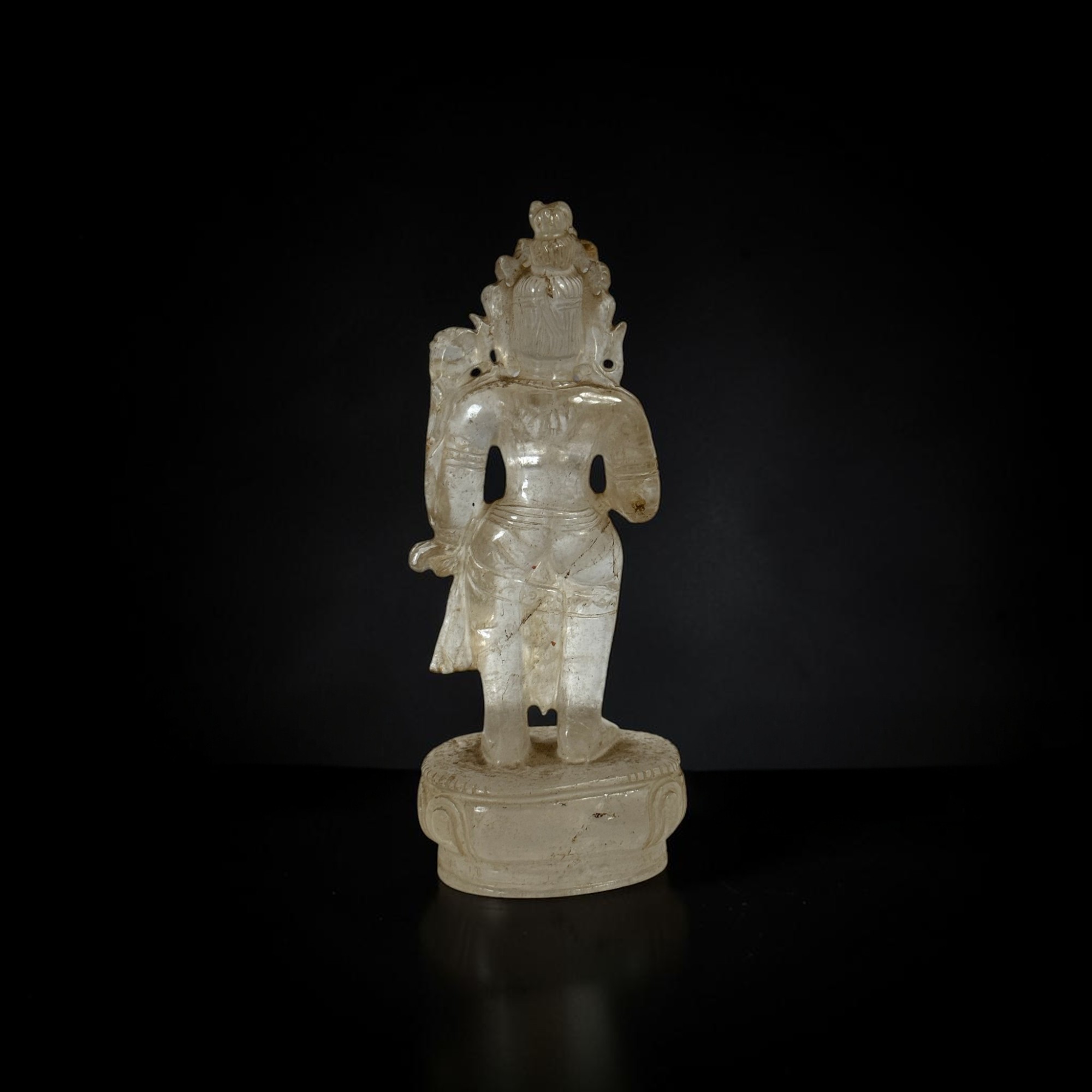 Tara Statue aus echtem Bergkristall handgeschnitzt Nepal 17,5 cm