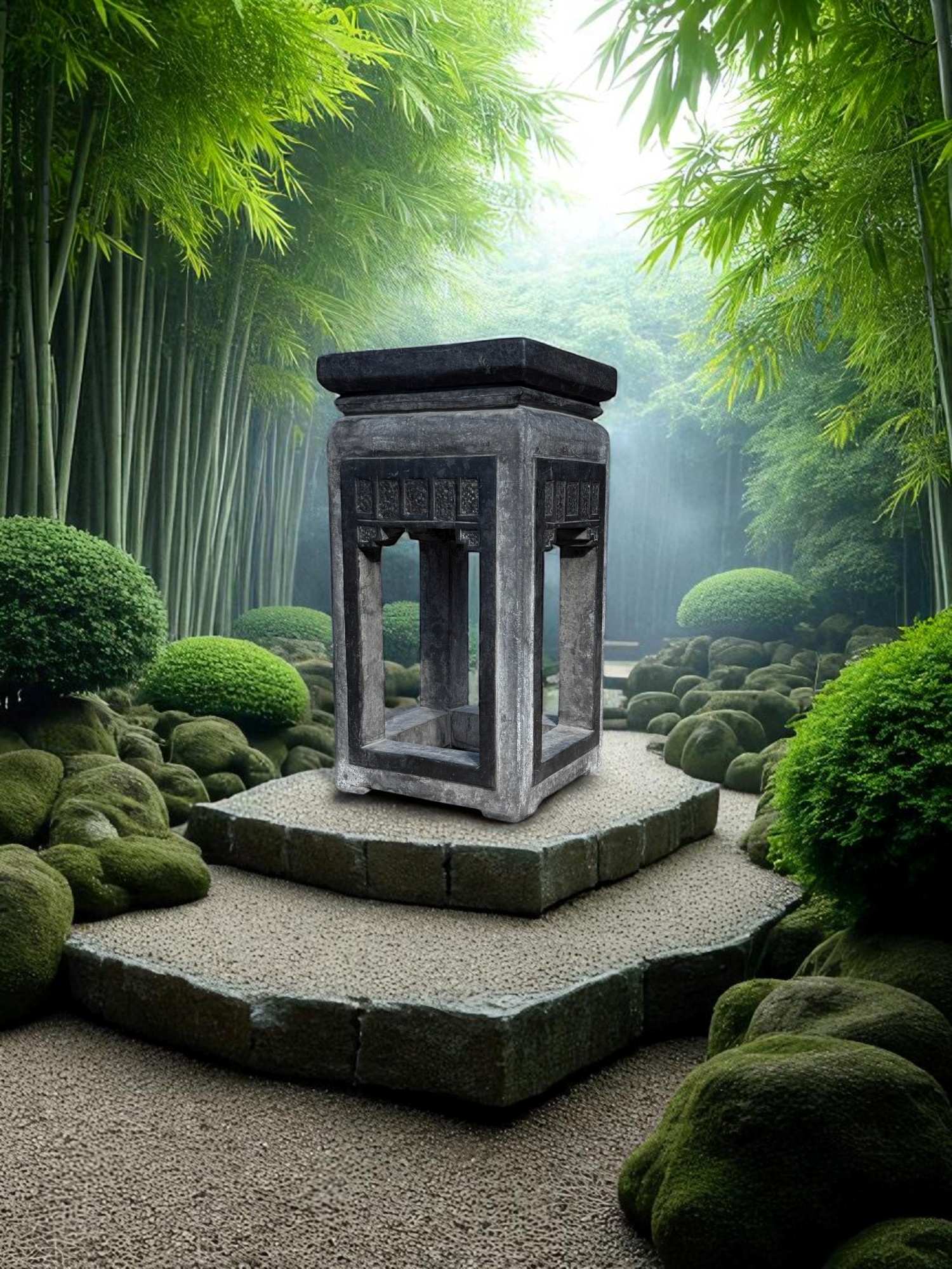 Asiatischer Gartenhocker aus Bluestone 50 cm groß