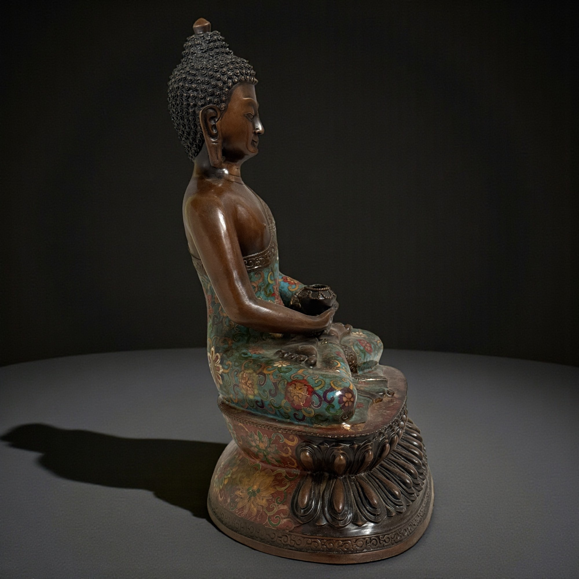 Buddha Figur Bronze China Cloisonne Skulptur 44cm groß