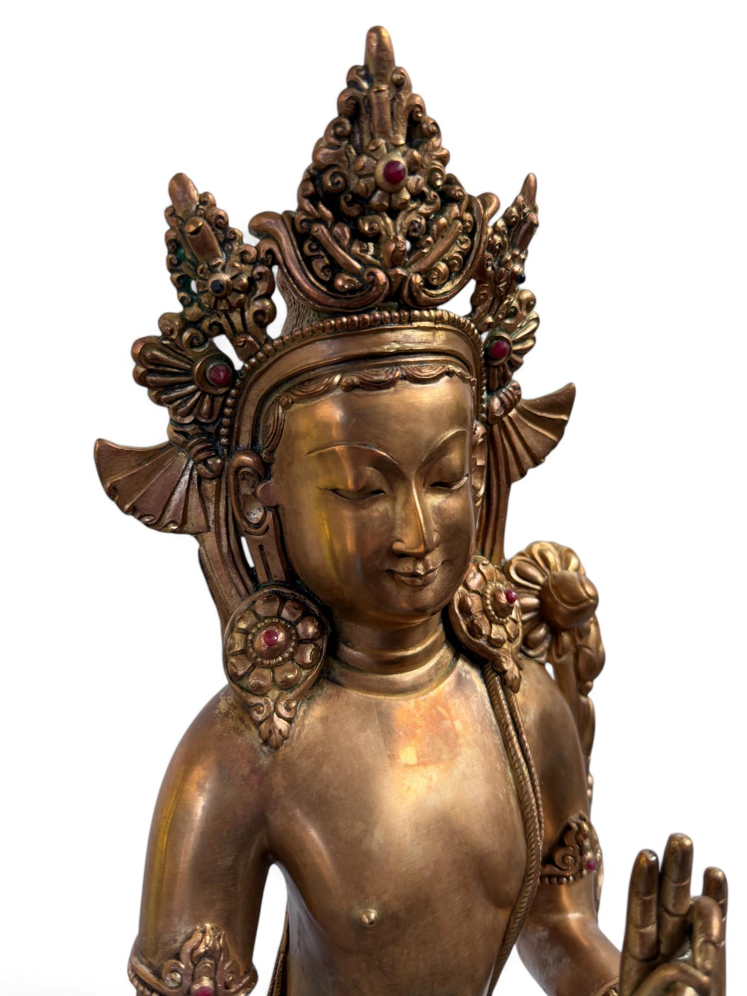 Padmapani Kupfer Bronze Statue Nepal Skulptur 53 cm groß
