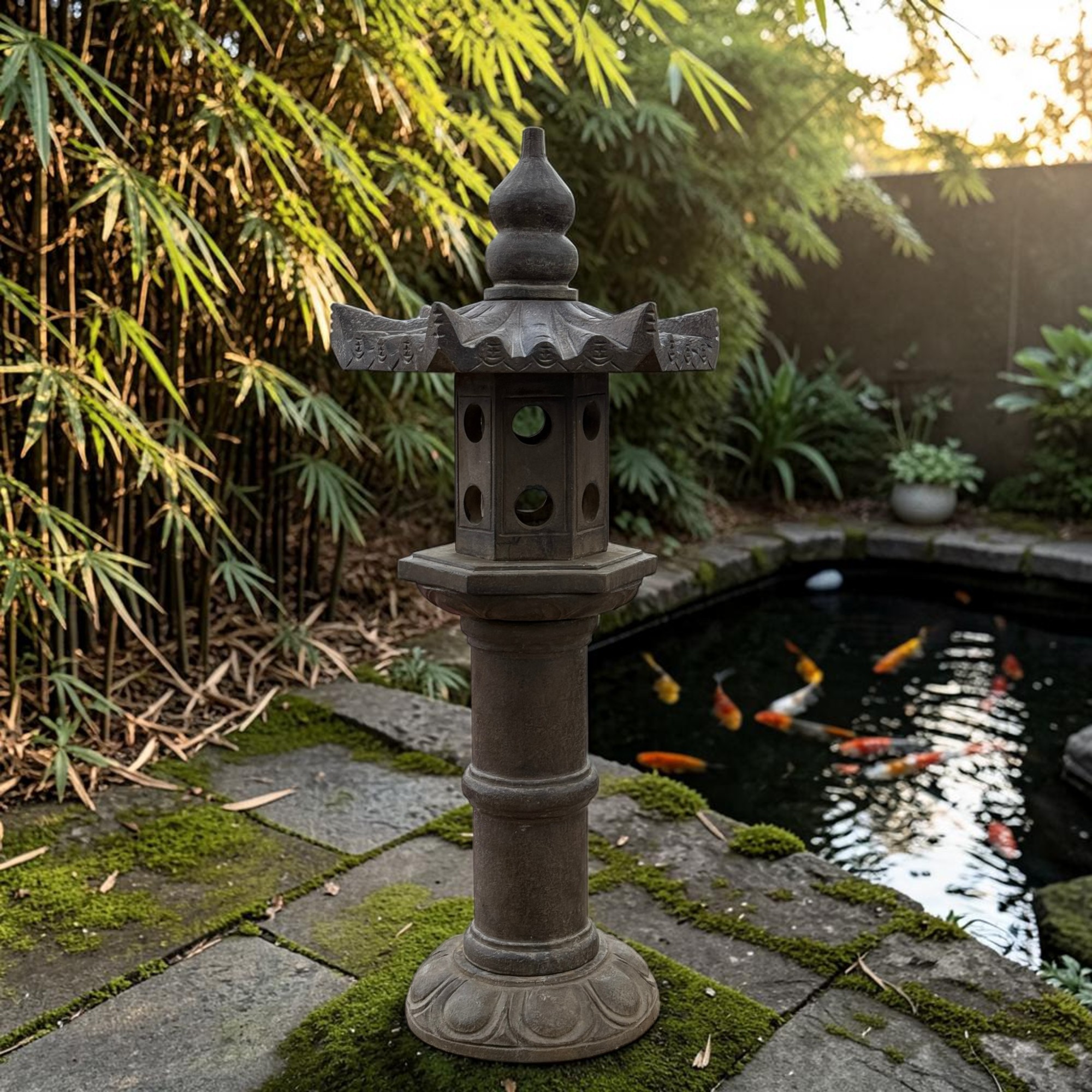 Traditionelle Steinlaterne China - Geisterhaus aus Naturstein - 60 kg