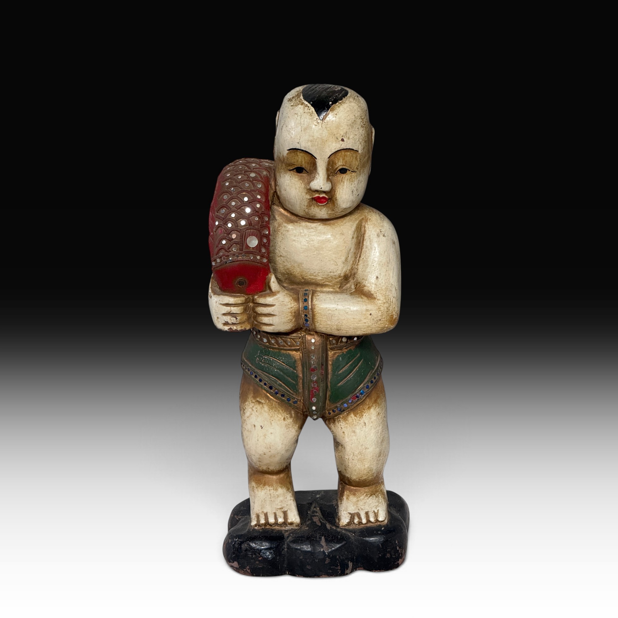 Shaolin Mönch Holz Figur China 50 cm groß