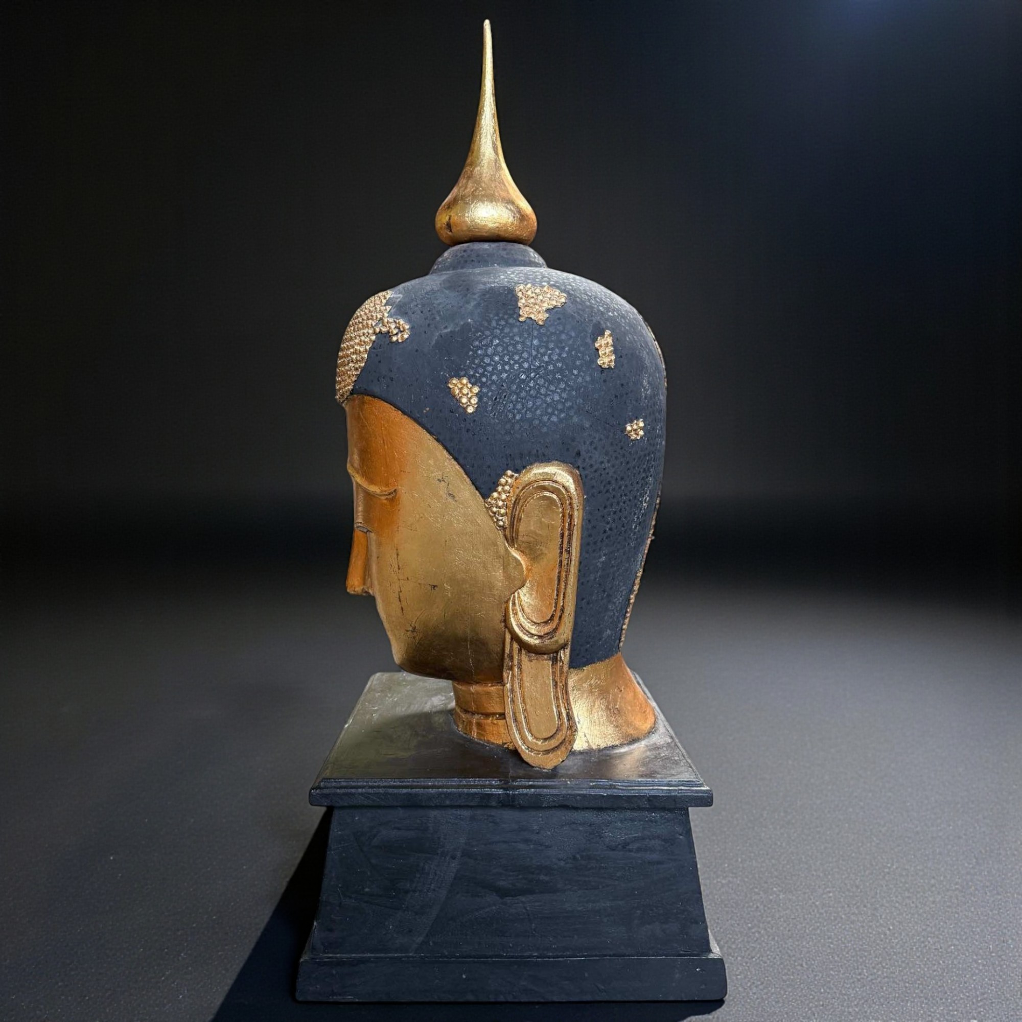 Holz Buddha Kopf Thailand mit Blattvergoldung - 117 cm