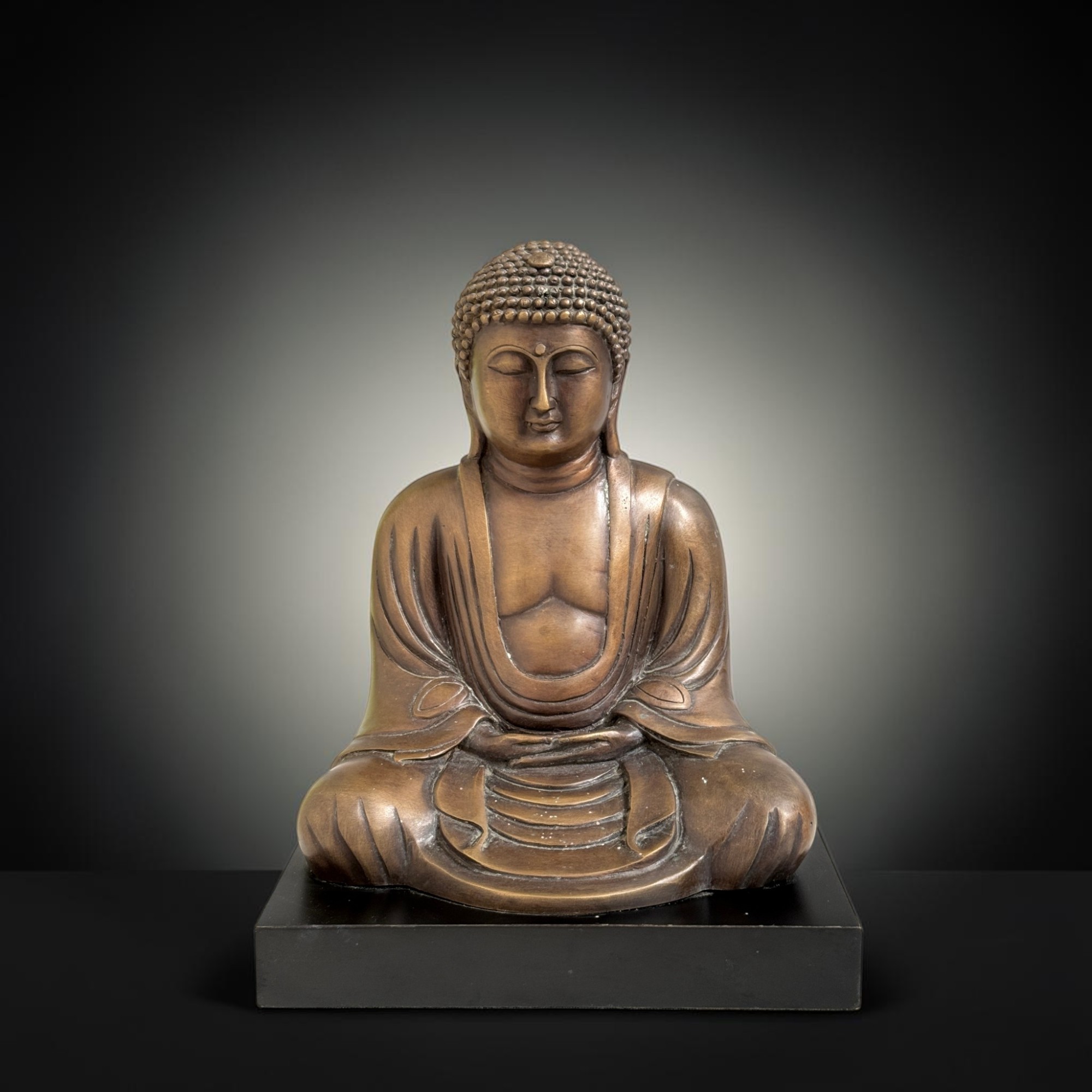 Alte Daibutsu Bronze Buddha Figur Kamakura Amida aus Japan