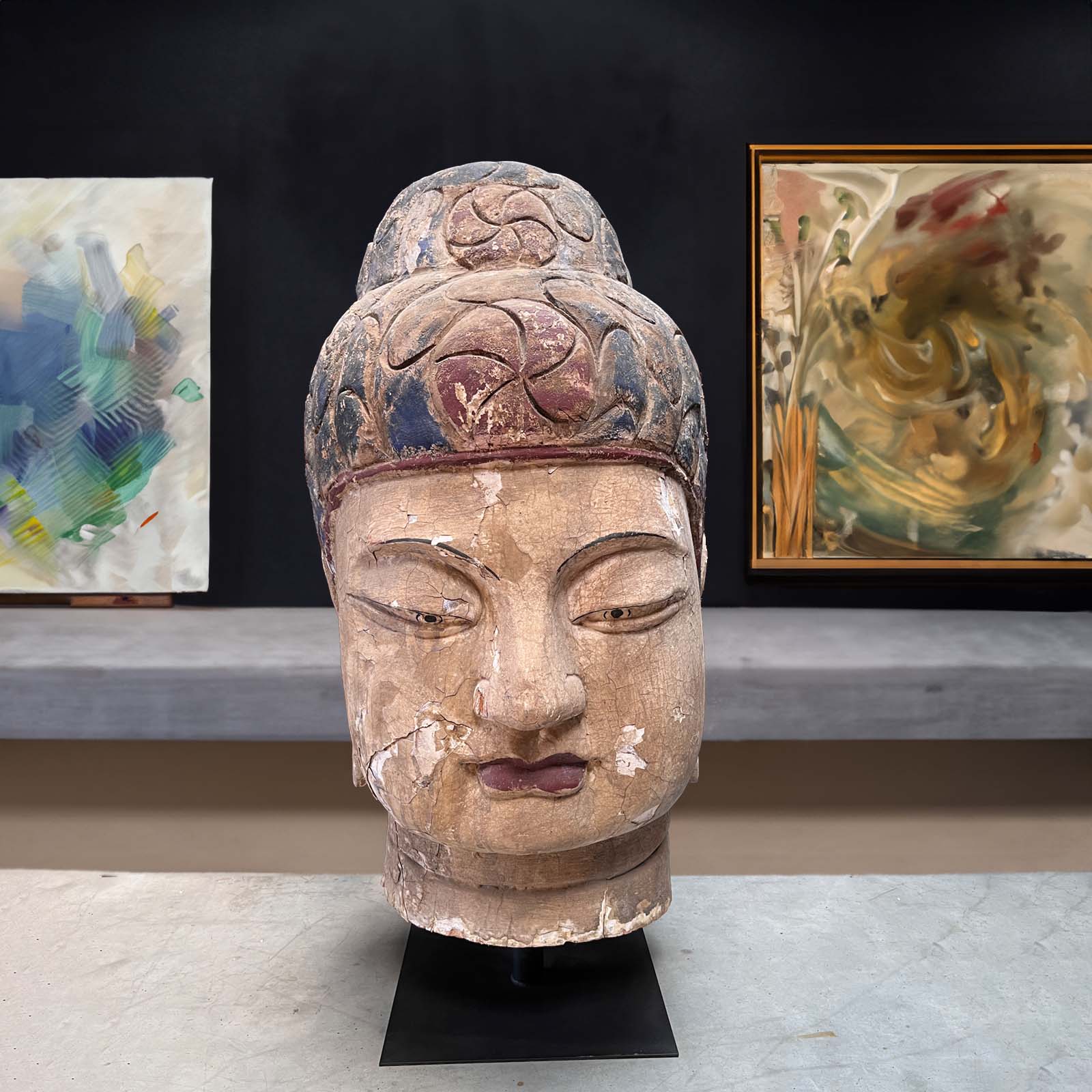 Buddha Kopf Holz Skulptur China - 120cm