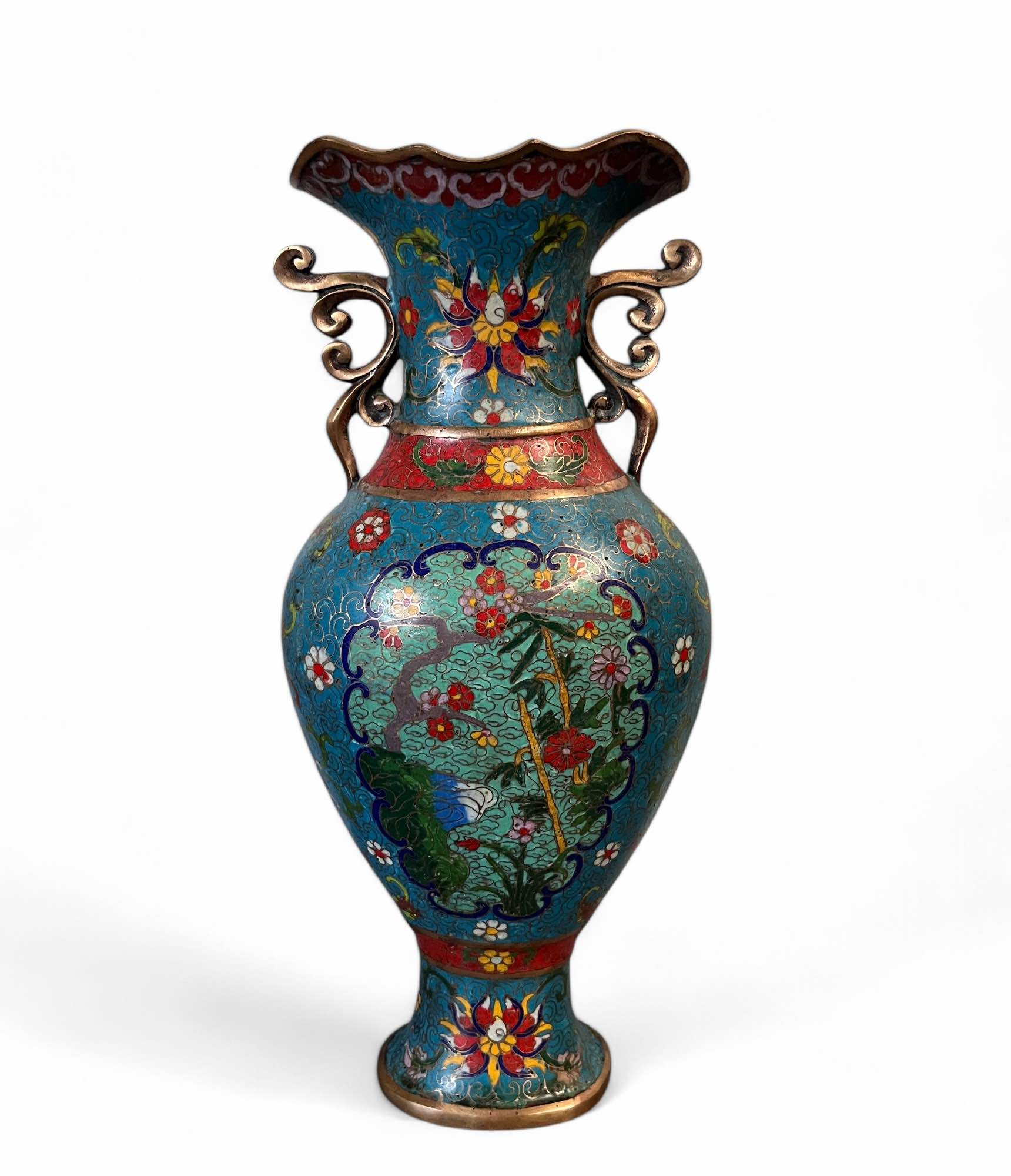 China Cloisonne Vase Bronze mit Markung