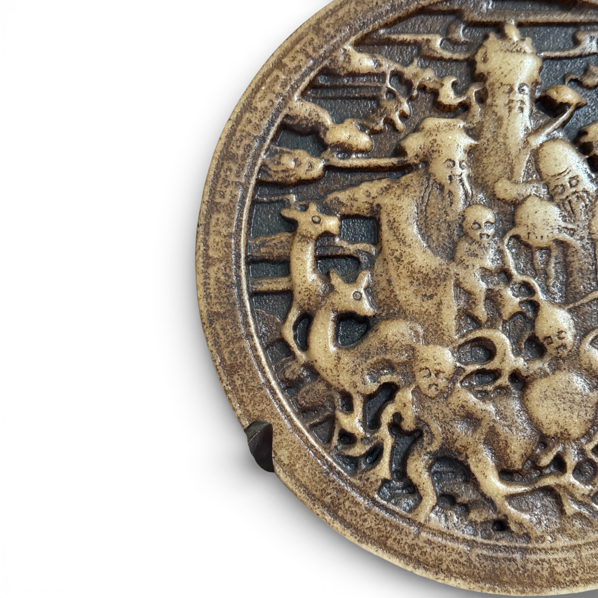 Bi Scheibe aus Jade/Marmor - Lu, Fu & Shou