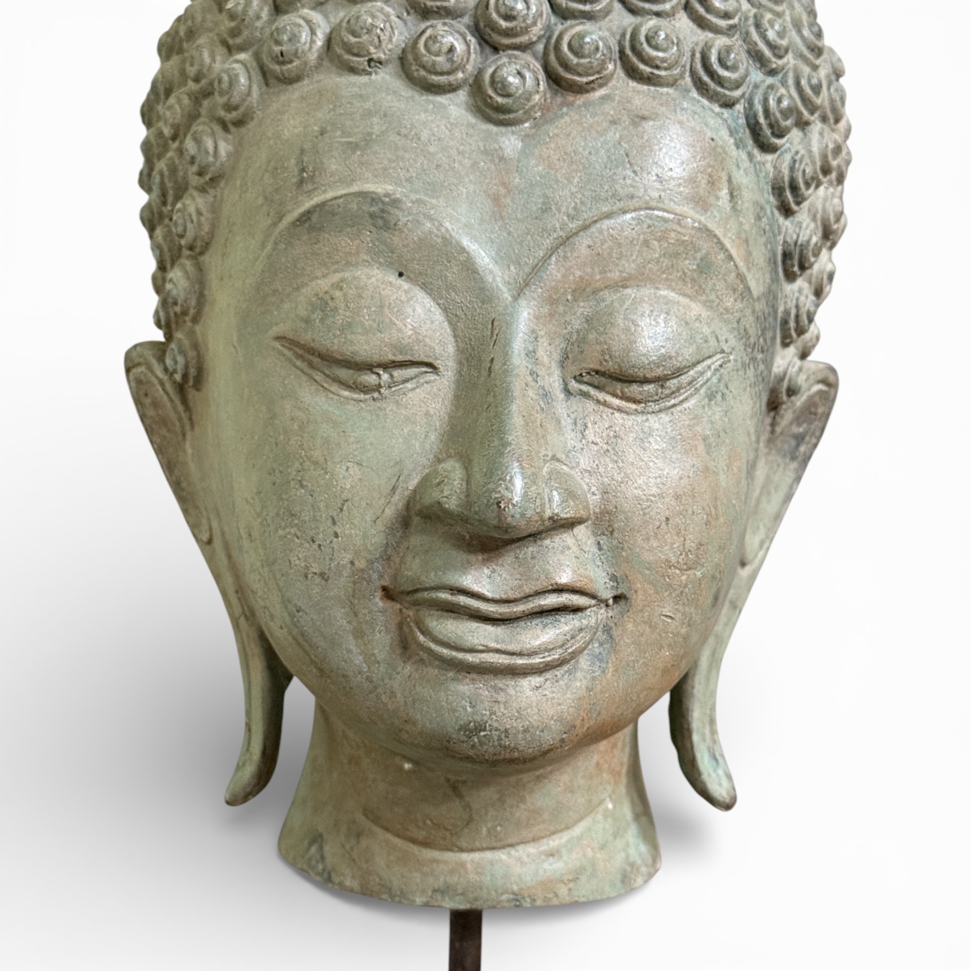 Thailand Buddha Kopf Bronze Skulptur 34 cm groß