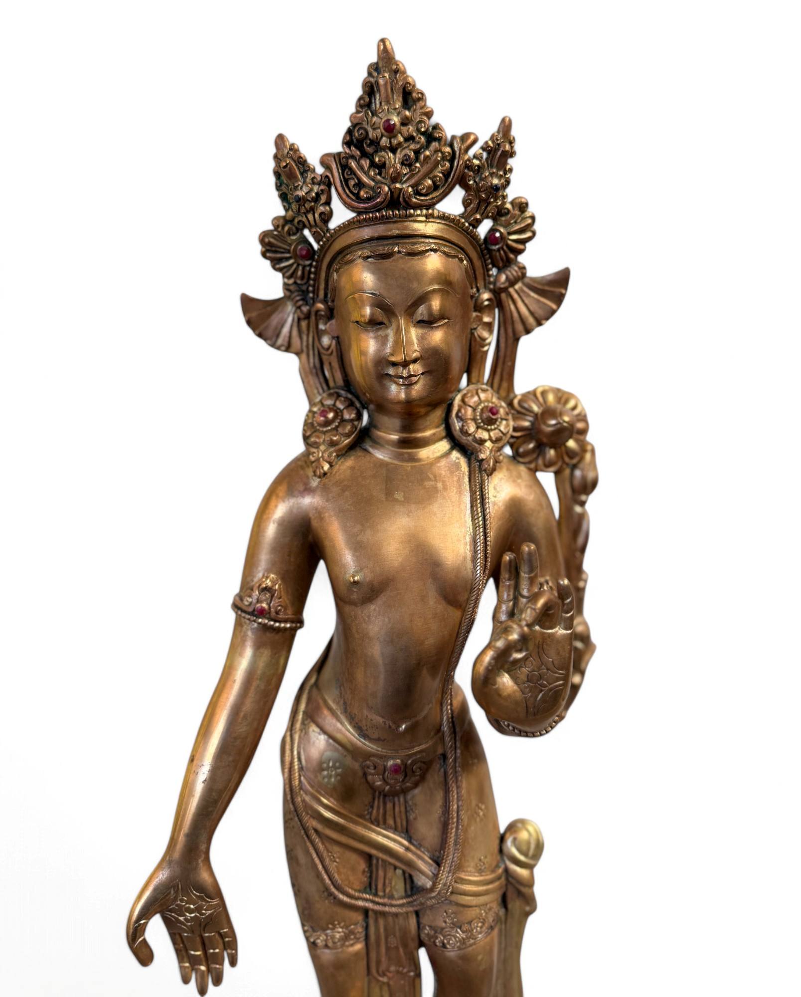 Padmapani Kupfer Bronze Statue Nepal Skulptur 53 cm groß