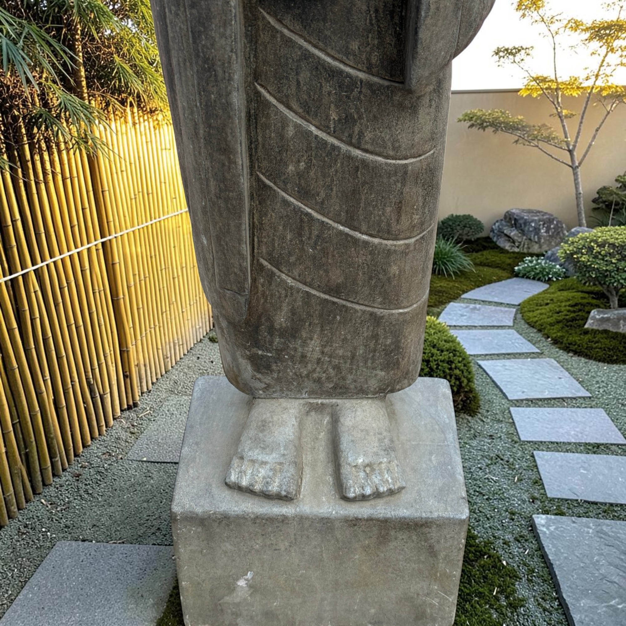 Zen Mönch Statue Naturstein 101cm | Meditierend | Tibet-Sichuan | Gartenstatue