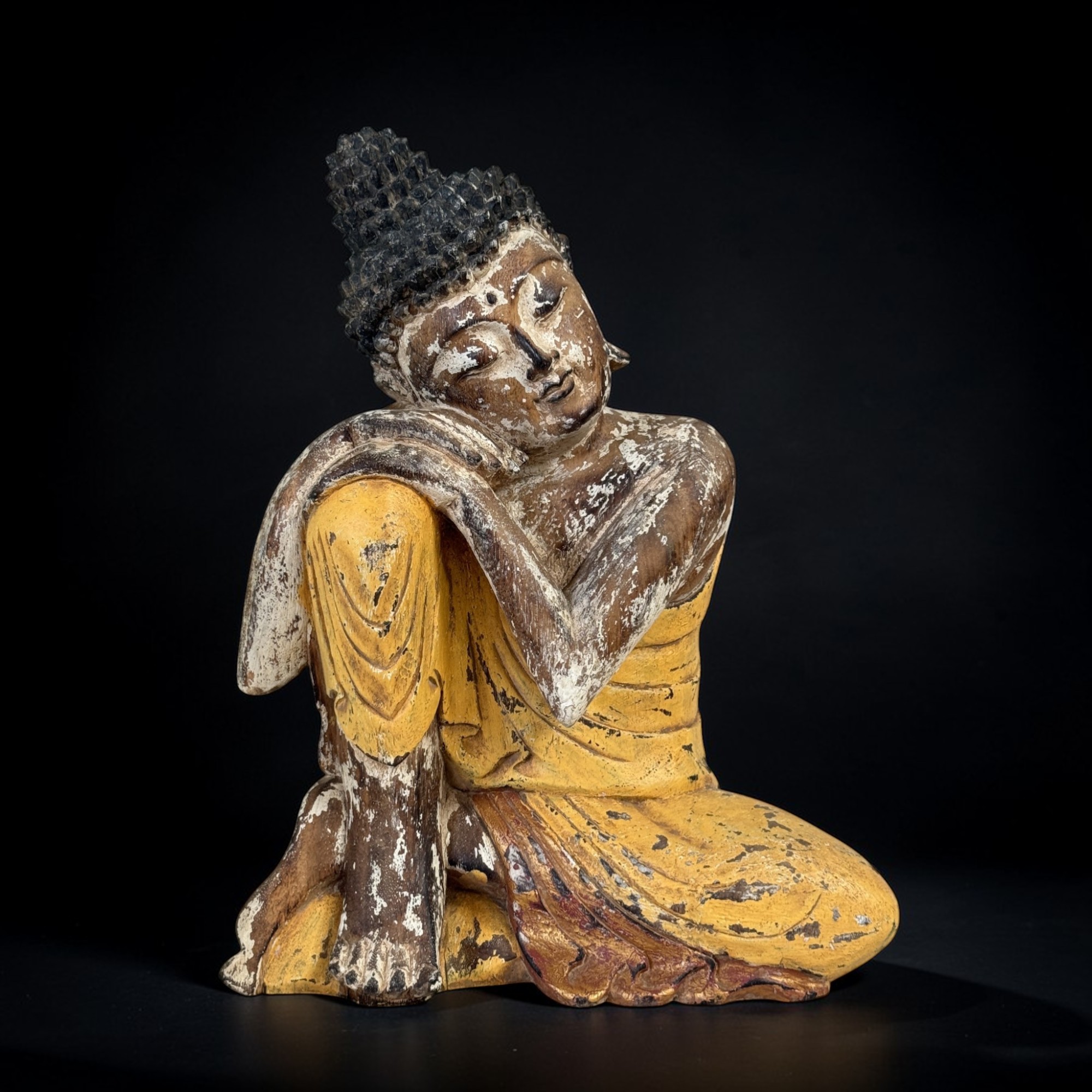 Ruhende Holz Buddha Figur - Relax - 40 cm groß