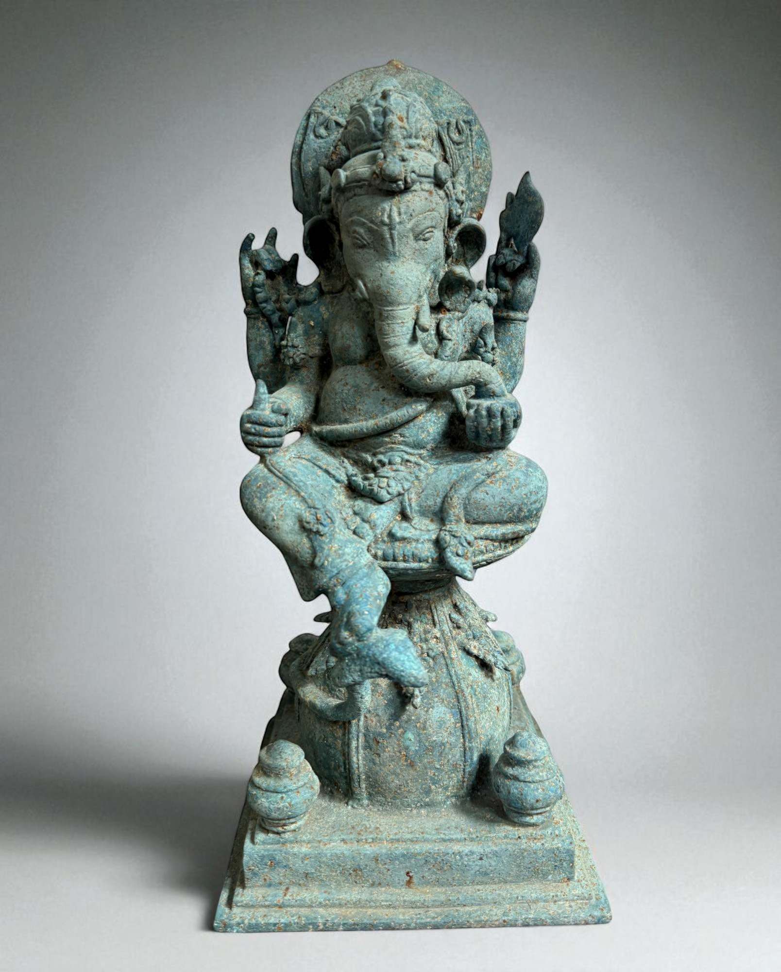 Alte Ganesha Skulptur aus Indien - Bronzefigur 44 cm groß
